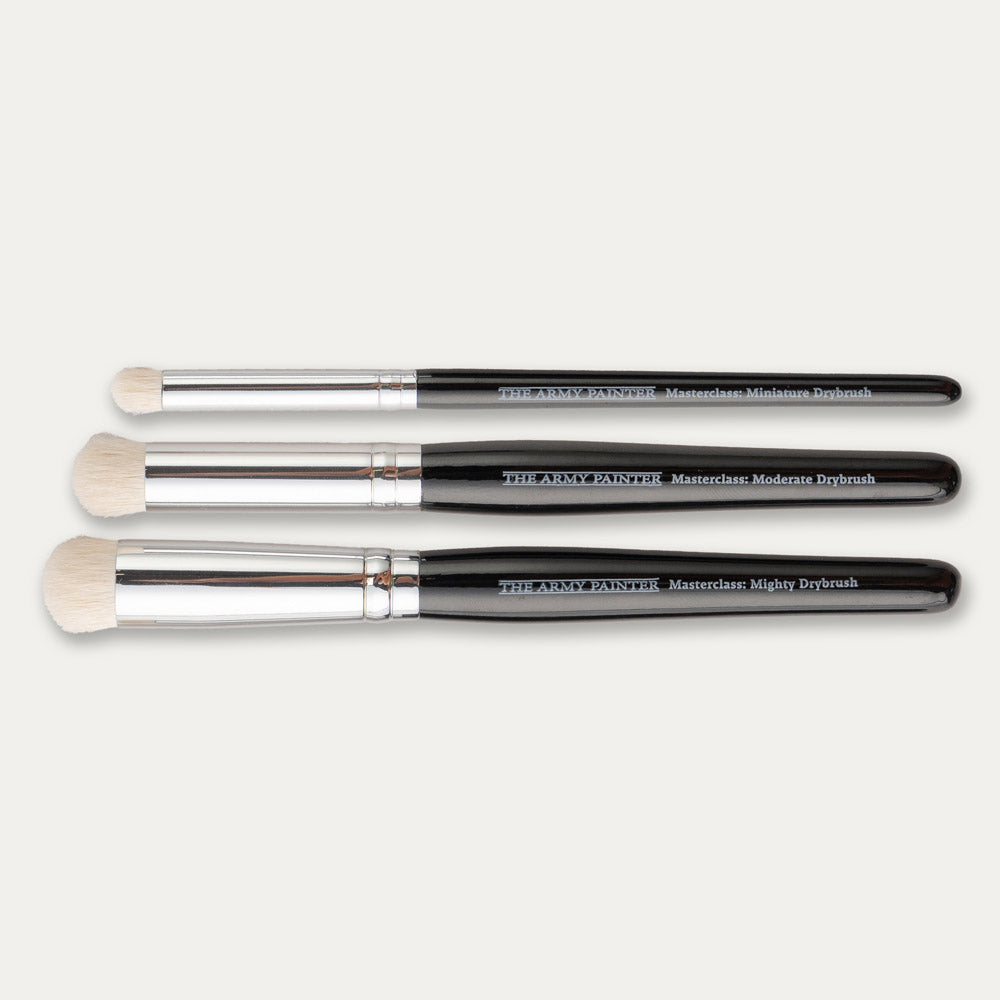 The Army Painter Masterclass Drybrush Set laid out sideways on a white background.