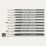 Set of ABC Brushes Model Painter Sablon and Dry Brushes on a white background.