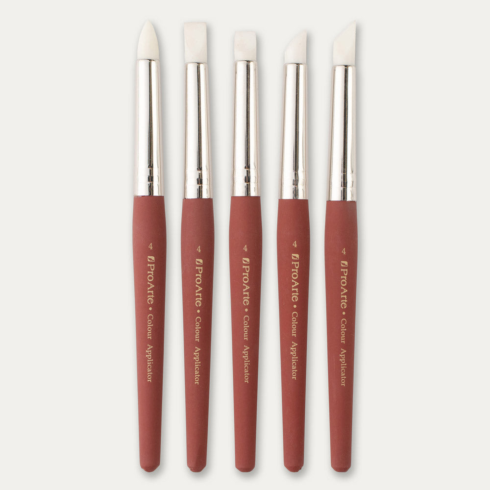 Set of five Pro Arte Colour Applicators, laid out on a white background.