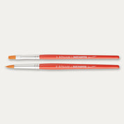 Round and Flat Pro Arte Face Painting brushes laid out sideways on a white background.