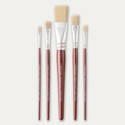 Five Pro Arte Dry Flat brushes, laid out on a white background.