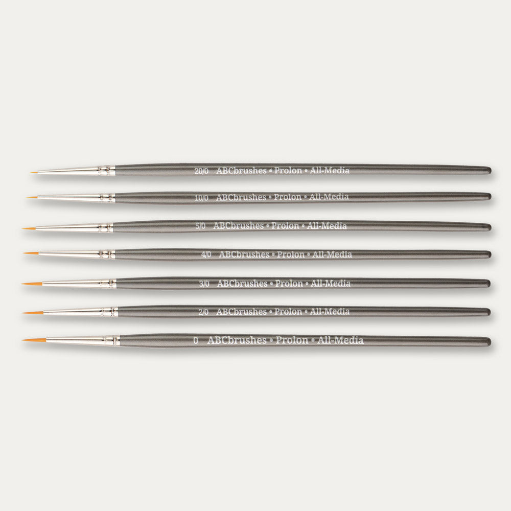 ABC Brushes Prolon All Media small brush range on a white background. 