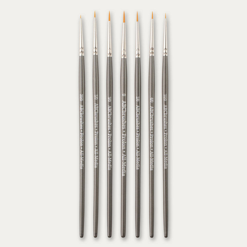 ABC Brushes Prolon All Media small brush range on a white background. 