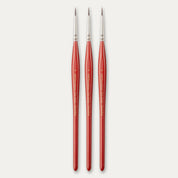 Three size 0 ABC Brushes Tri-Grip Detailer paint brushes on a white background.