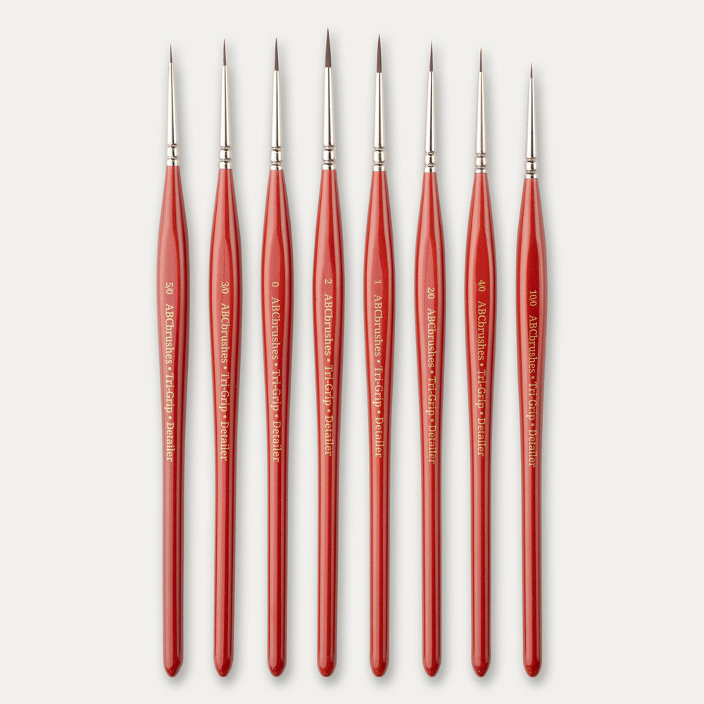 ABC Brushes Tri-Grip Detailer range on a white background. 