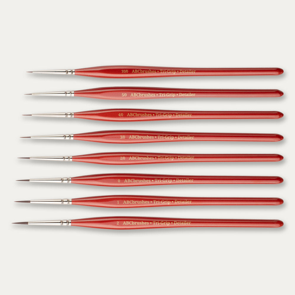 ABC Brushes Tri-Grip Detailer range on a white background. 
