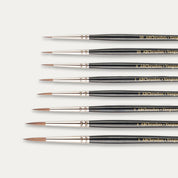 Close-up of the brush tips of the ABC Brushes Vanguard range on a white background.