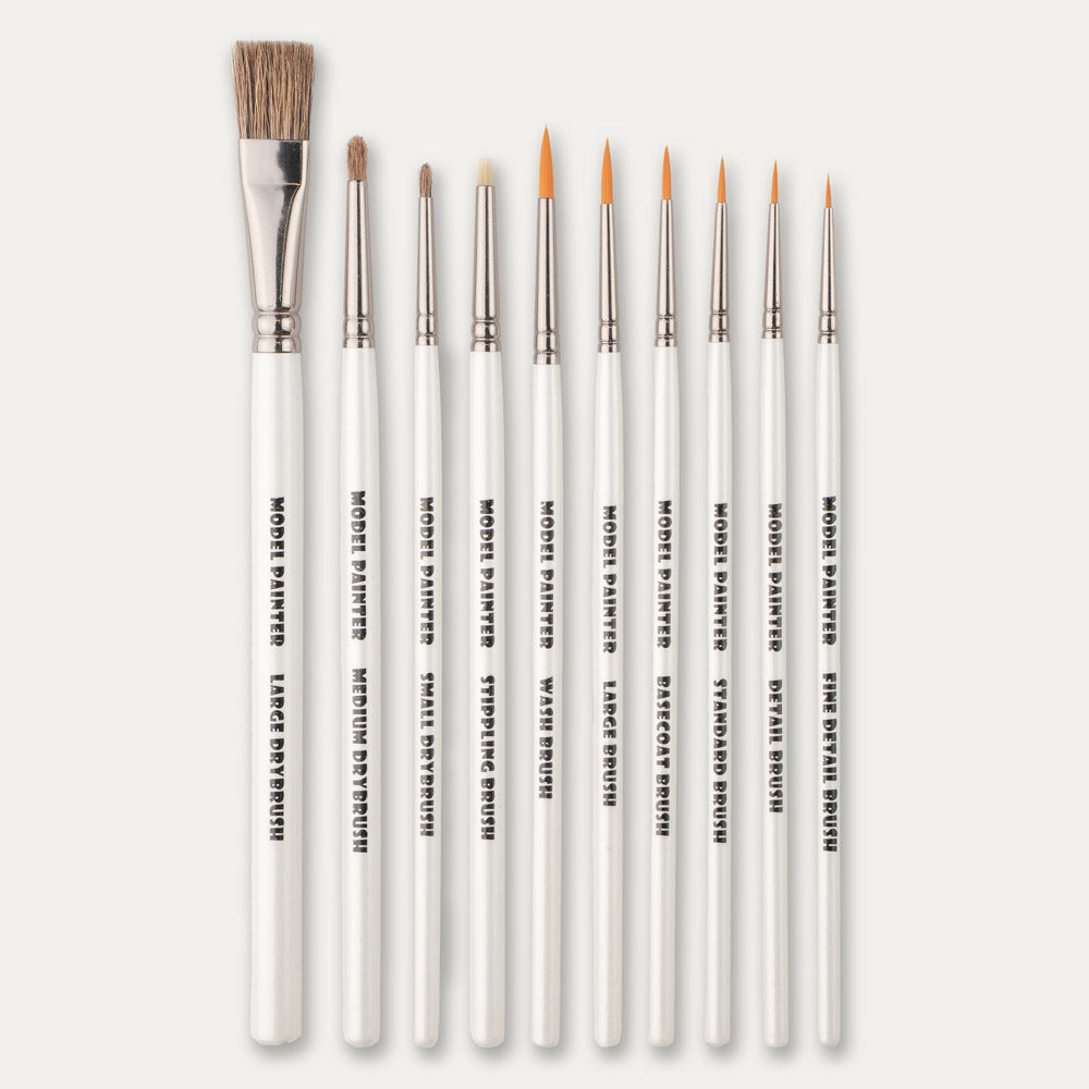 ABC Brushes Model Painter Synthetic and Dry Brushes on a white background.