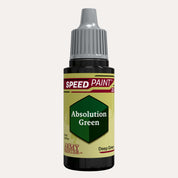 Bottle of the Army Painter Speedpaint in the colour Absolution Green on a white background.