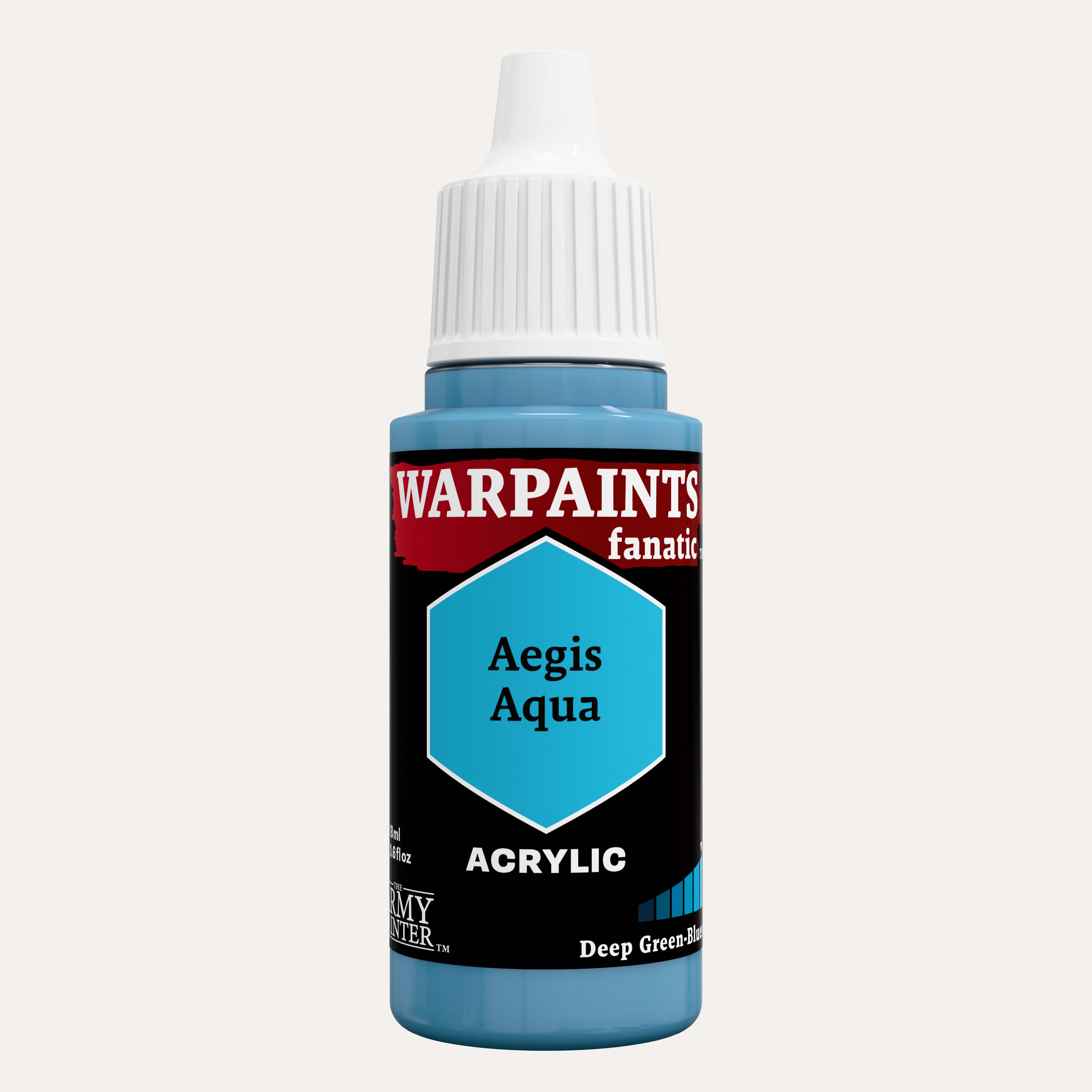 Bottle of the Army Painter Fanatics in the colour Aegis Aqua on a white background.