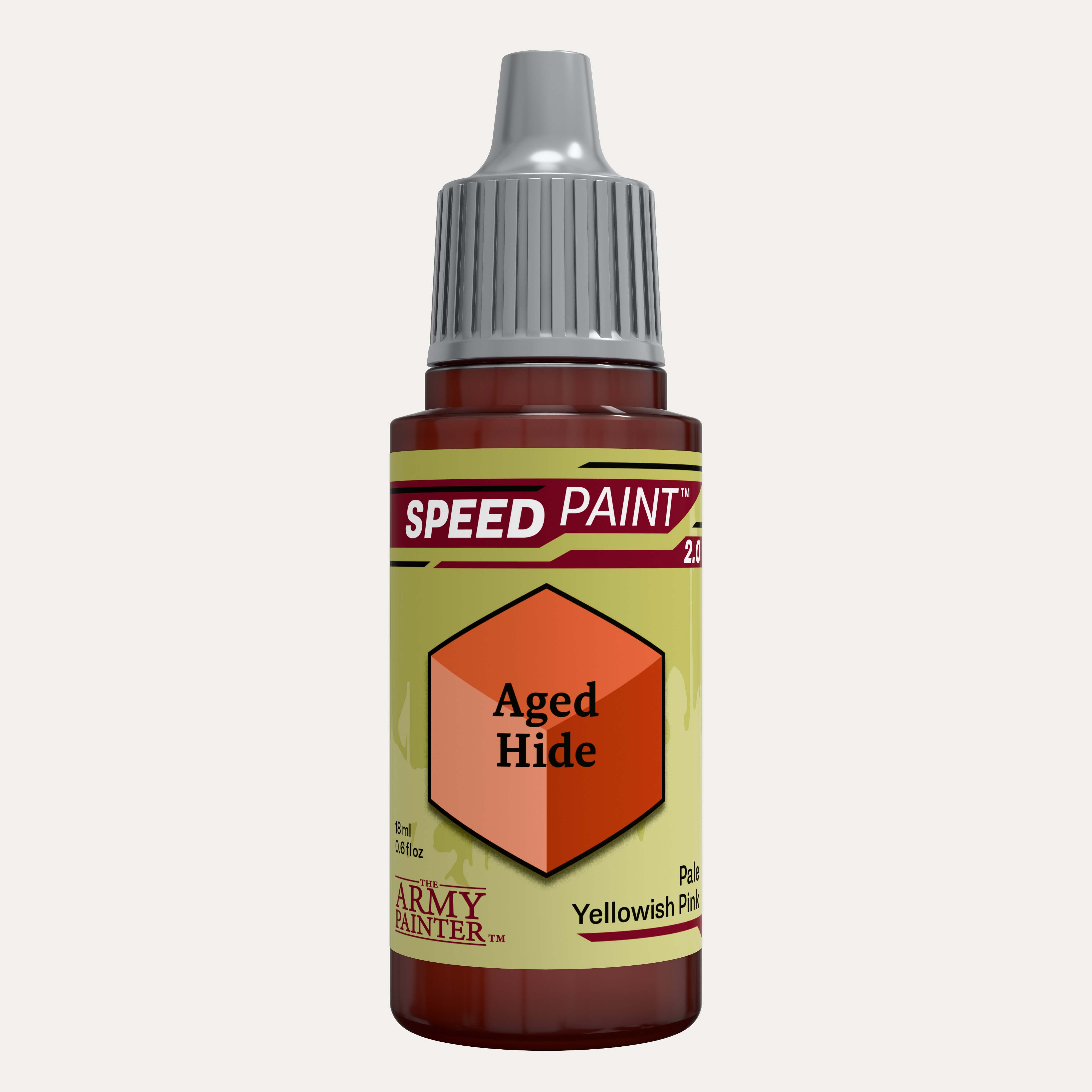 Bottle of the Army Painter Speedpaint in the colour Aged Hide on a white background. 