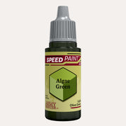 Bottle of the Army Painter Speedpaint in the colour Algae Green on a white background. 