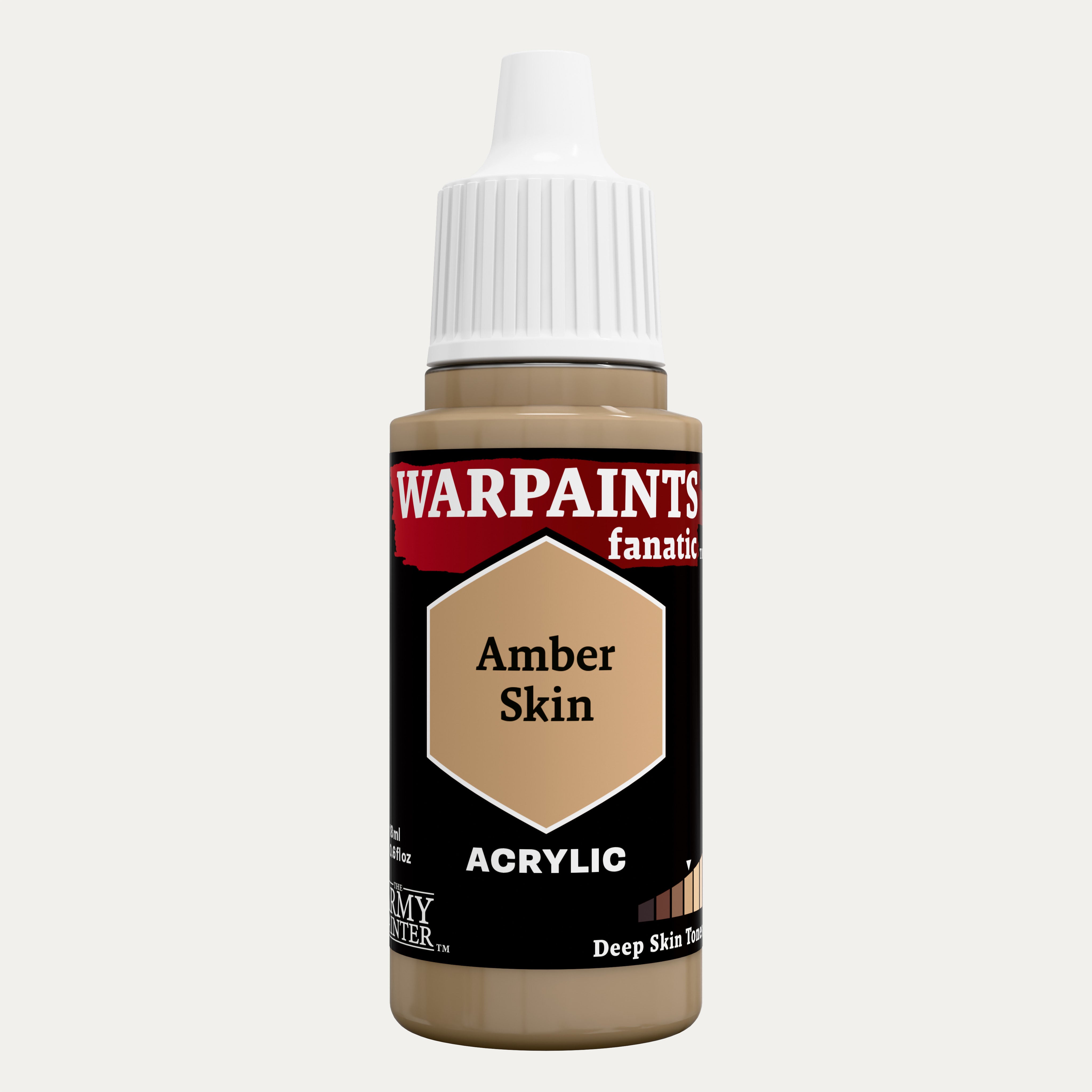 Bottle of the Army Painter Fanatics in the colour Amber Skin on a white background.