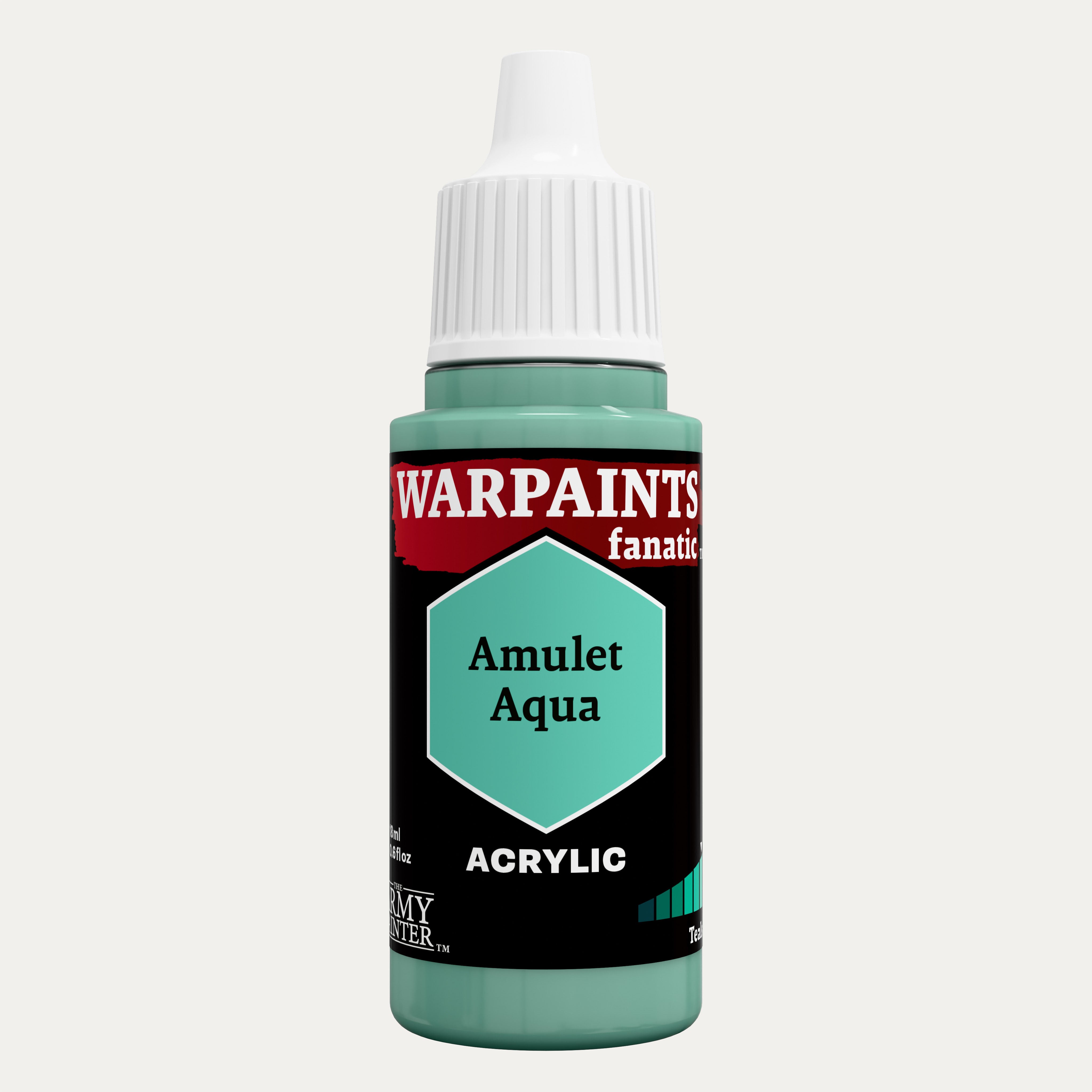 Bottle of the Army Painter Fanatics in the colour Amulet Aqua on a white background.