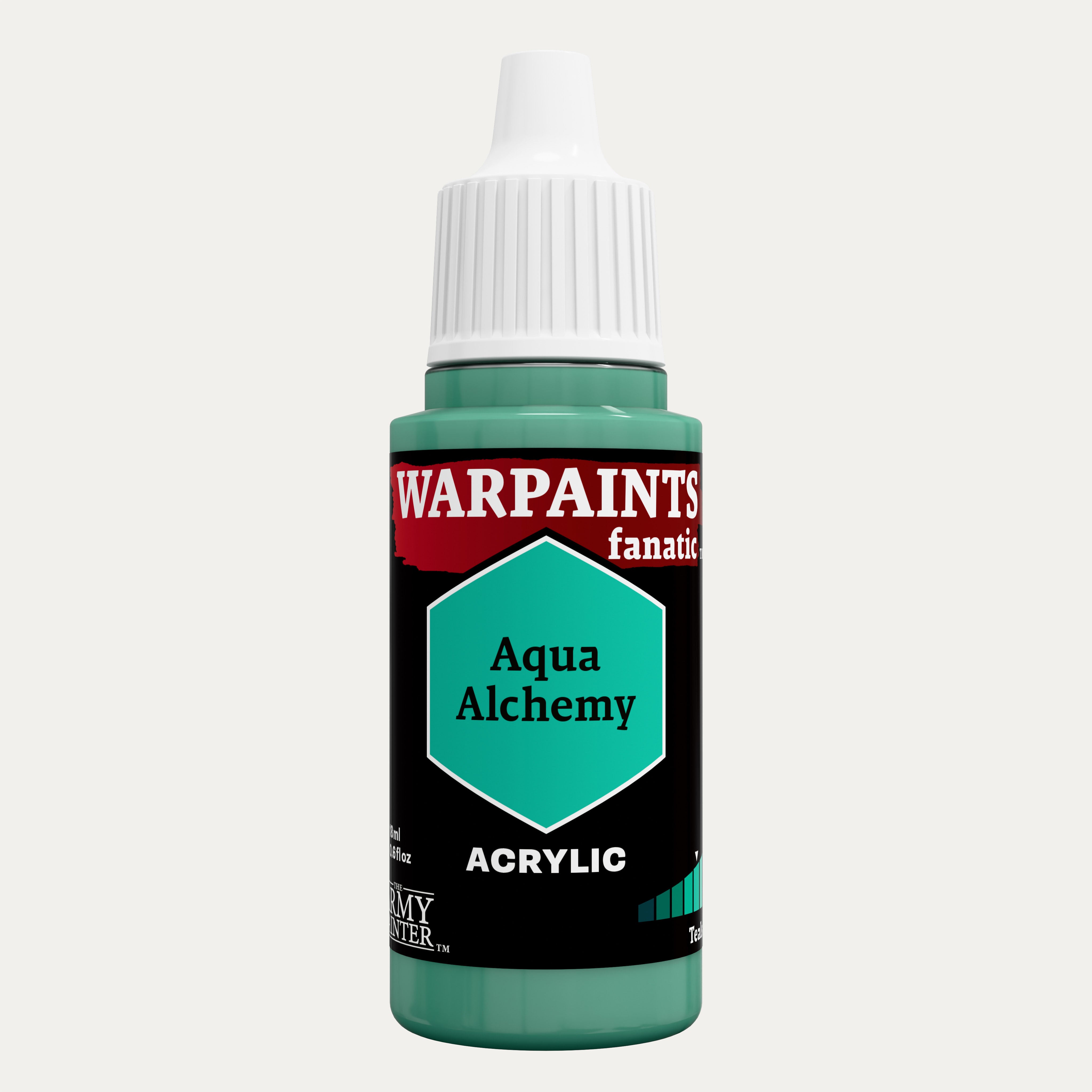 Bottle of the Army Painter Fanatics in the colour Aqua Alchemy on a white background.
