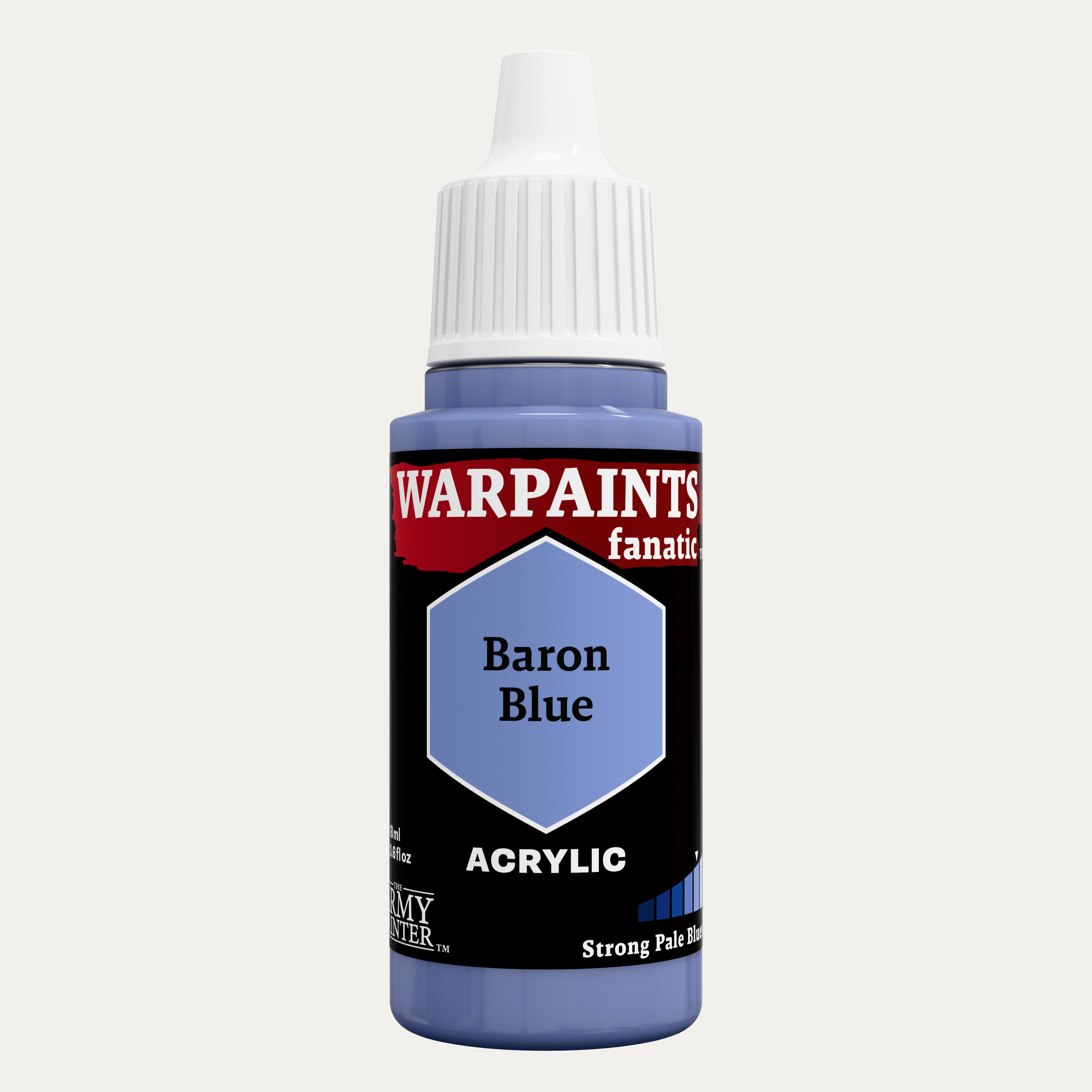 Bottle of the Army Painter Fanatics in the colour Baron Blue on a white background.