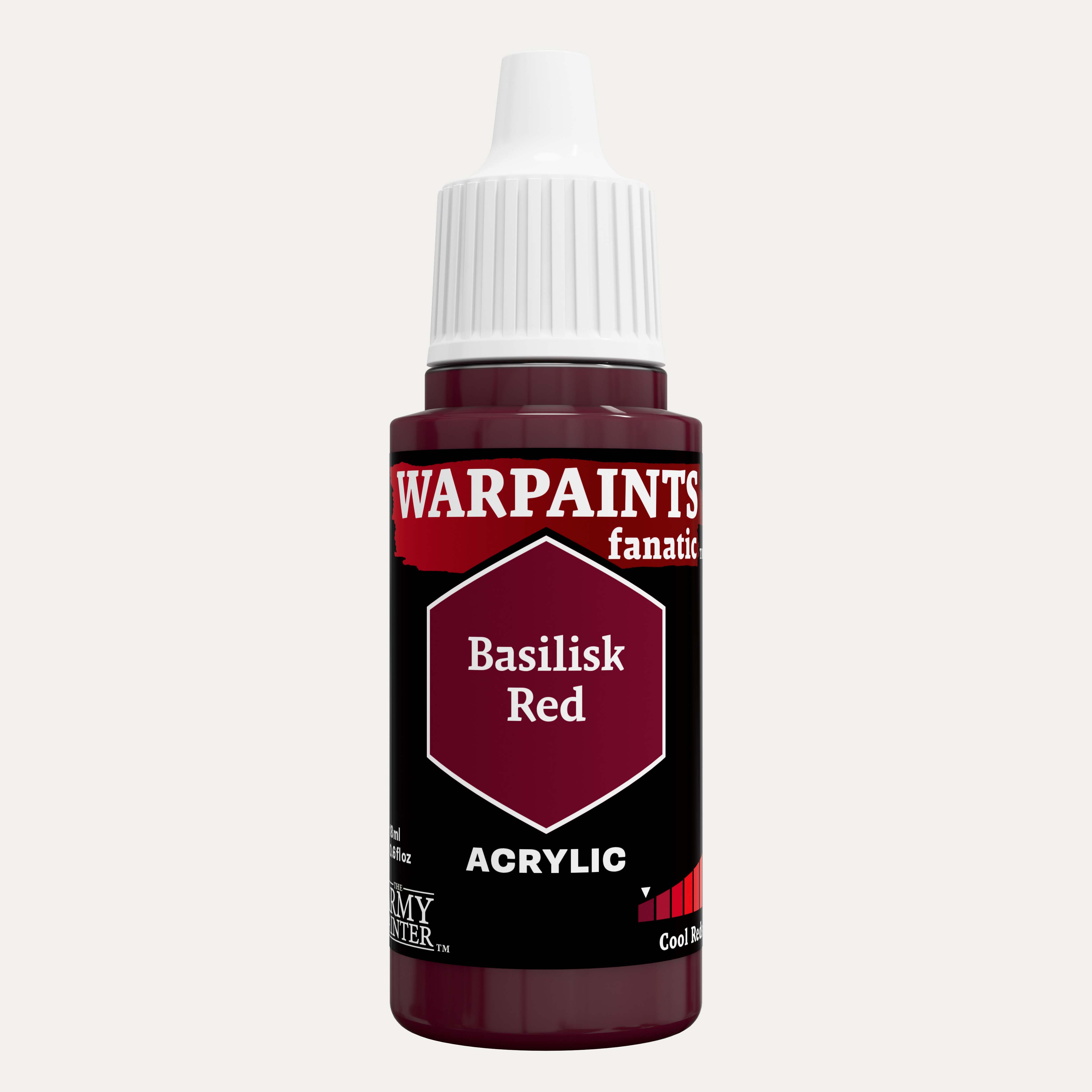Bottle of the Army Painter Fanatics in the colour Basilisk Red on a white background.
