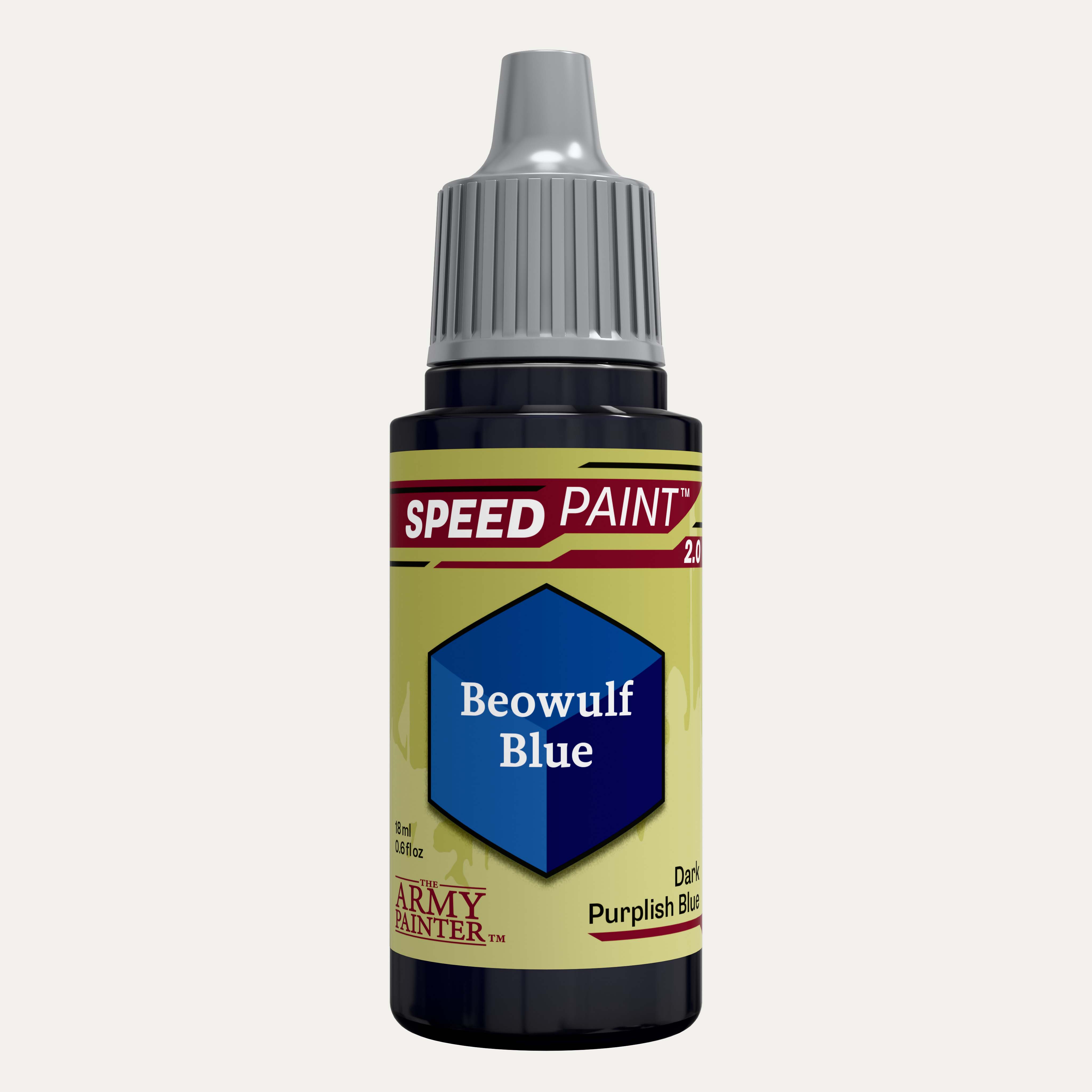 Bottle of the Army Painter Speedpaint in the colour Beowulf Blue on a white background. 