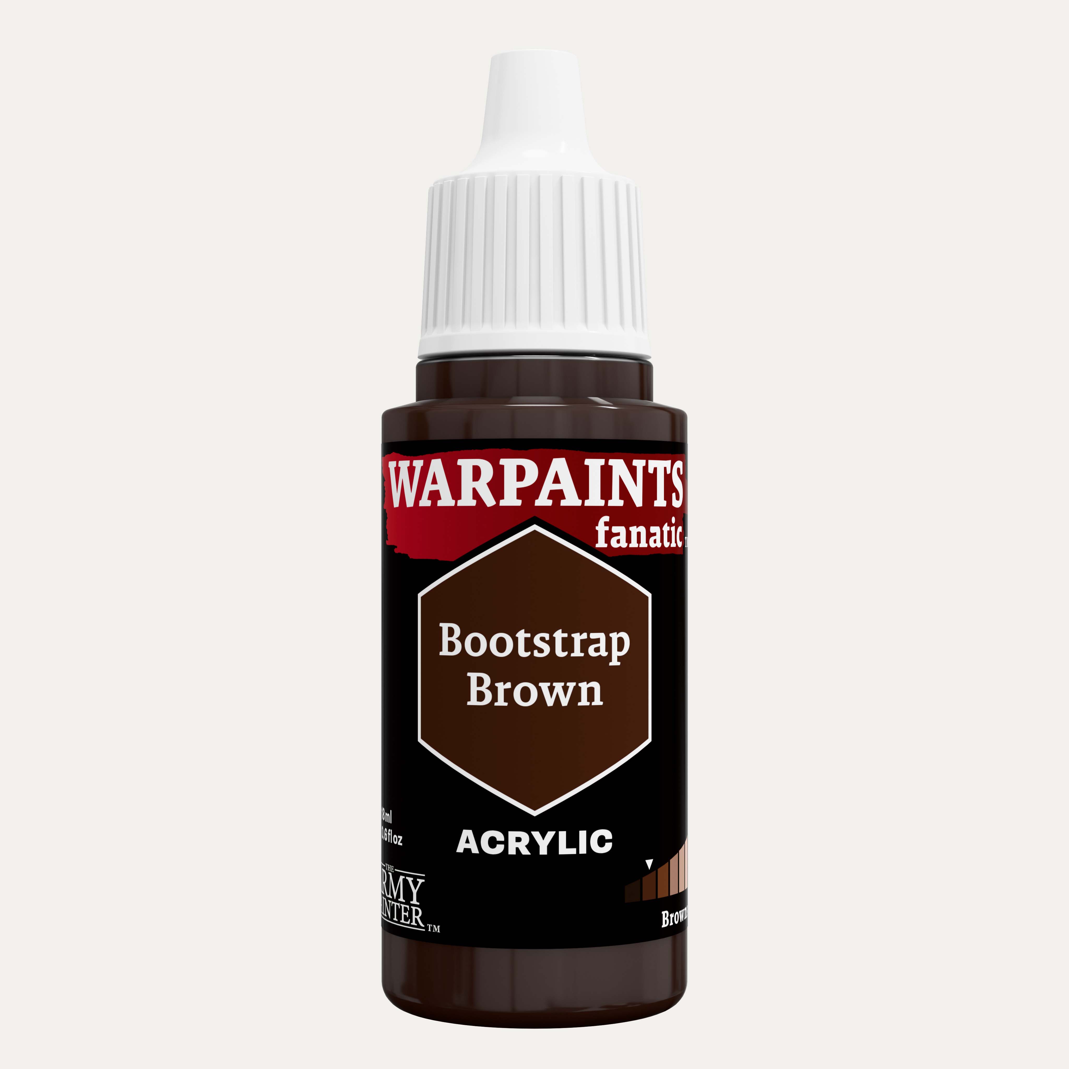 Bottle of the Army Painter Fanatics in the colour Bootstrap Brown on a white background.