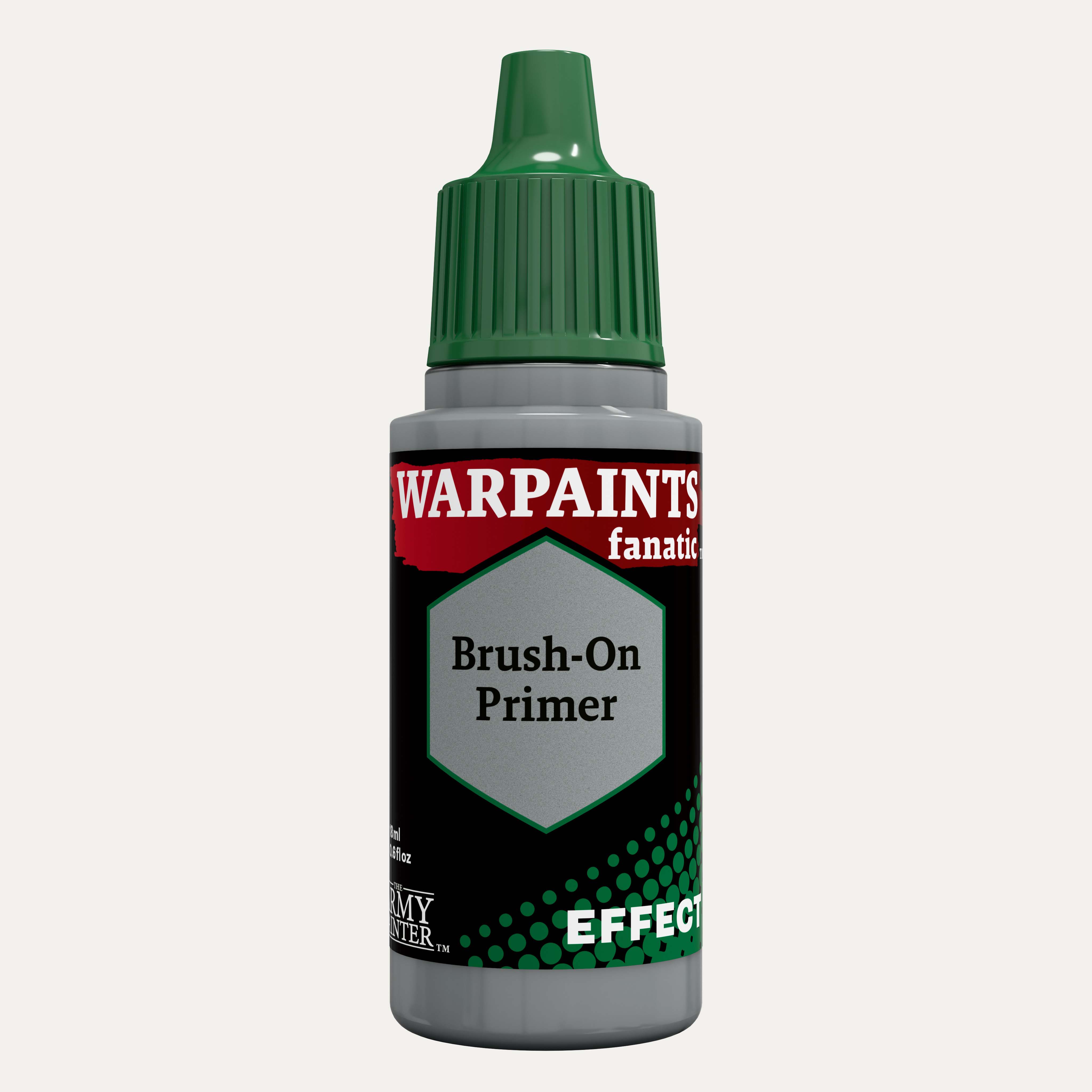 Bottle of the Army Painter Fanatics Effects Grey Brush-on Primer on a white background.