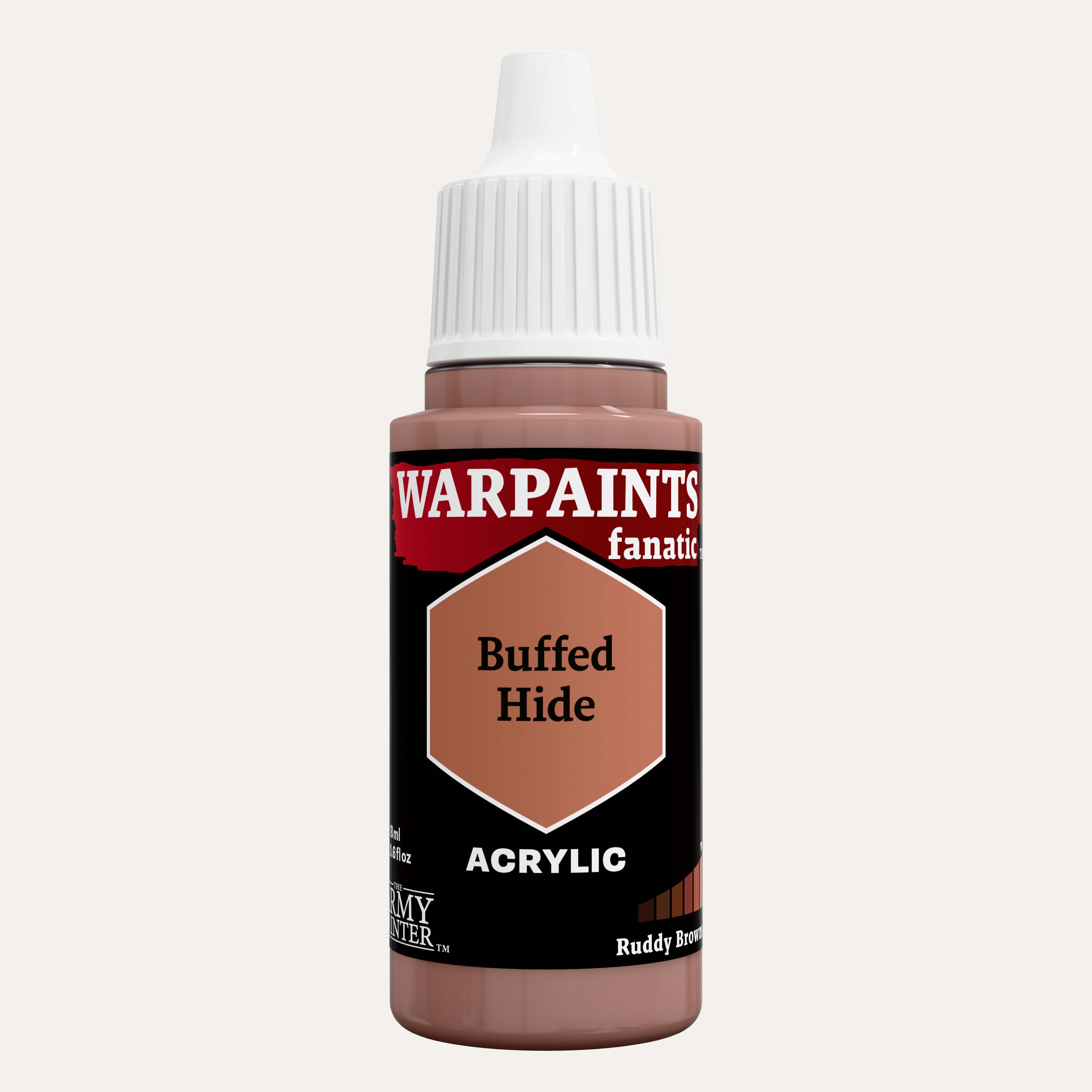 Bottle of the Army Painter Fanatics in the colour Buffed Hide on a white background.