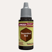 Bottle of the Army Painters Speedpaint in the colour Burnished Red on a white background. 