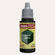 Bottle of the Army Painter Speedpaint in the colour Burnt Moss on a white background. 