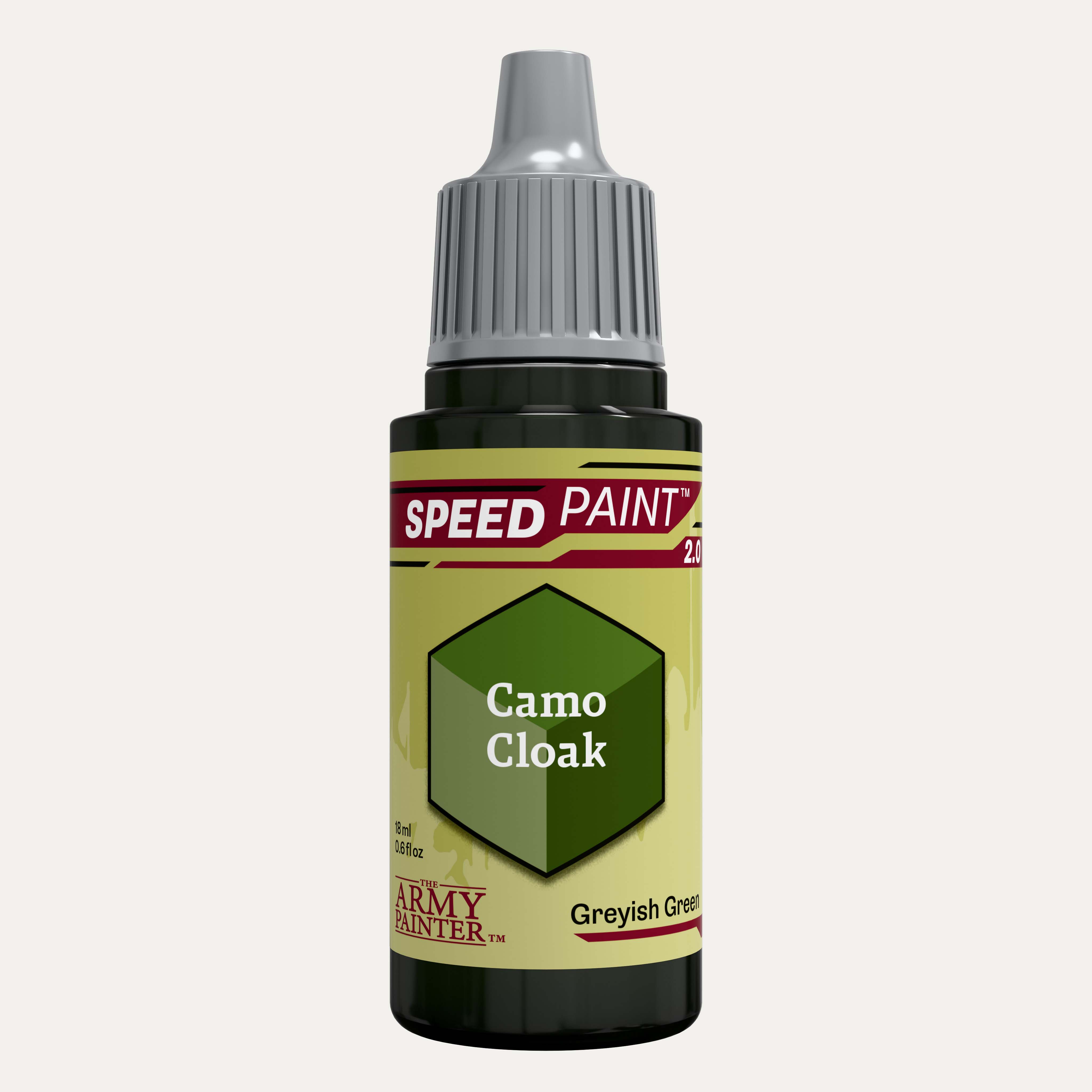 Bottle of the Army Painter Speedpaint in the colour Camo Cloak on a white background. 