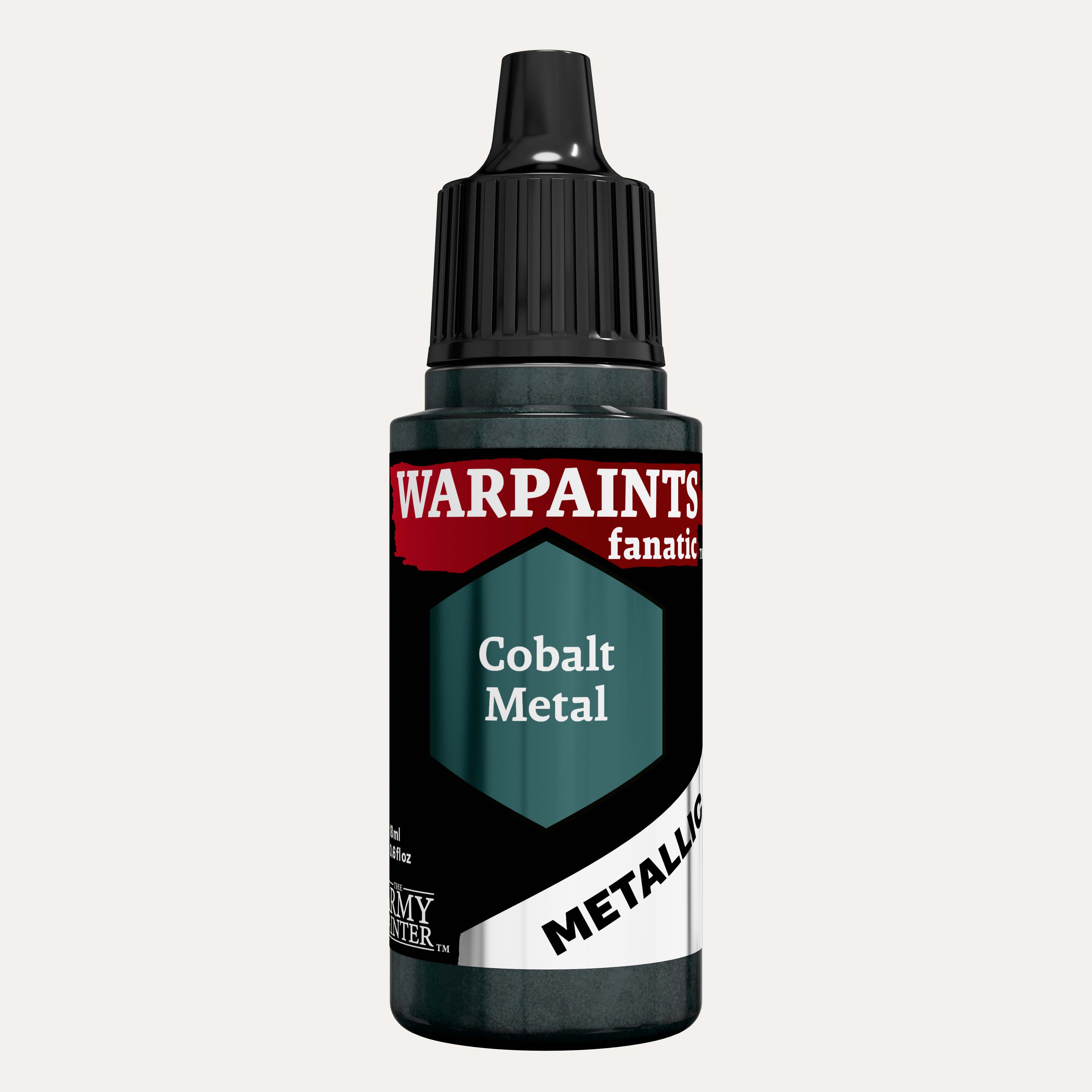 Bottle of the Army Painter Fanatics Metallic paint in the colour Cobalt Metal on a white background.