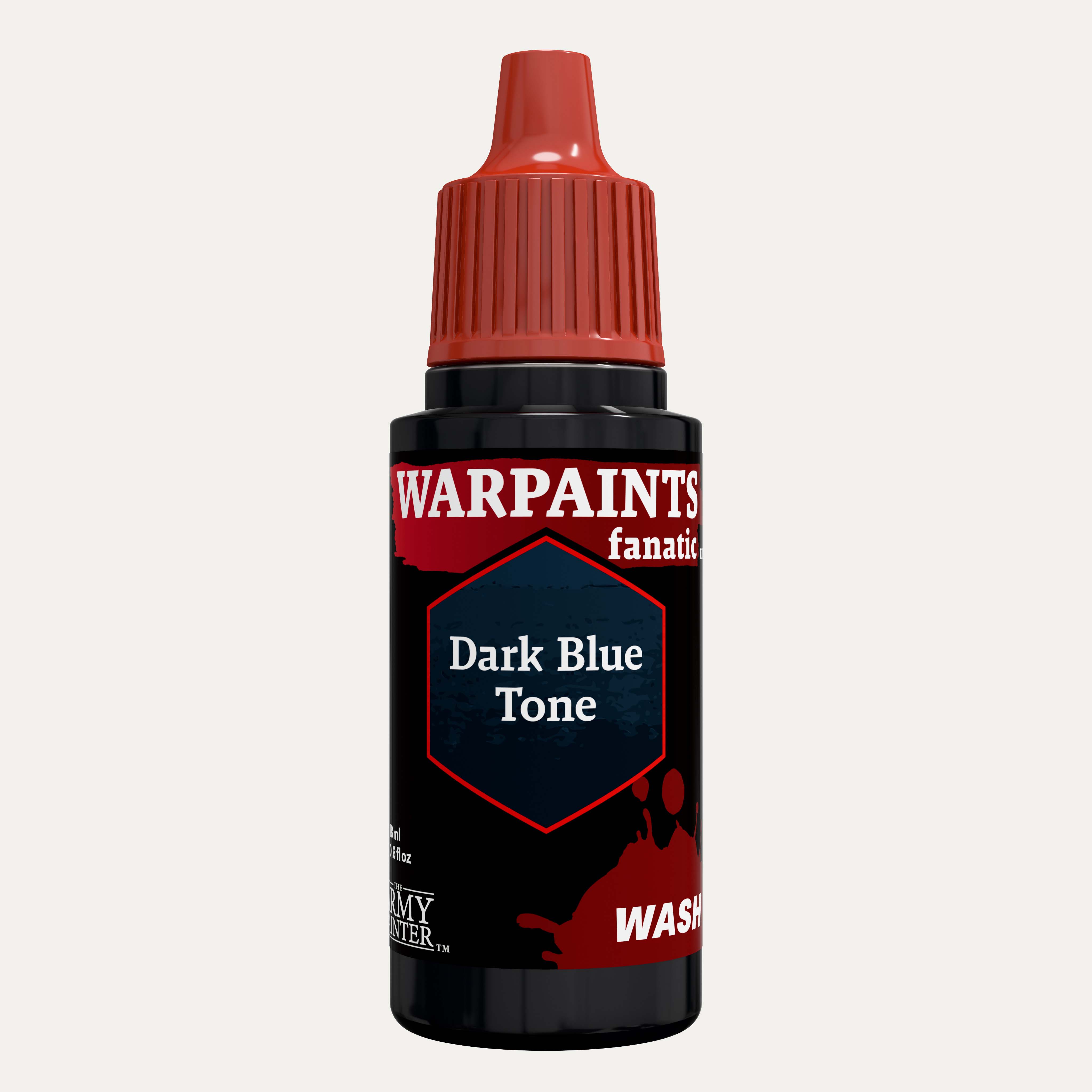Bottle of the Army Painter Fanatics Wash in the colour Dark Blue Tone on a white background.