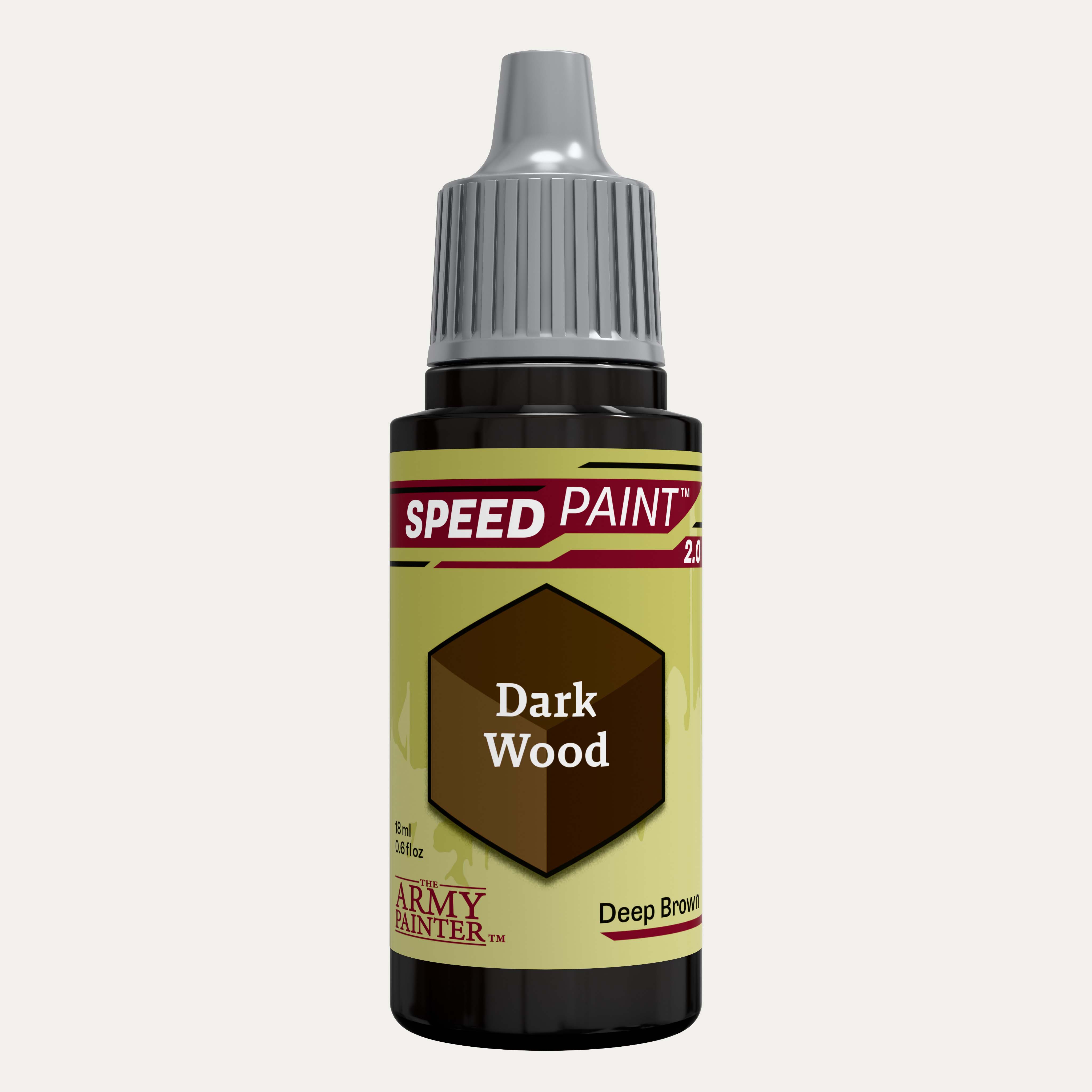 Bottle of the Army Painter Speedpaint in the colour Dark Wood on a white background. 
