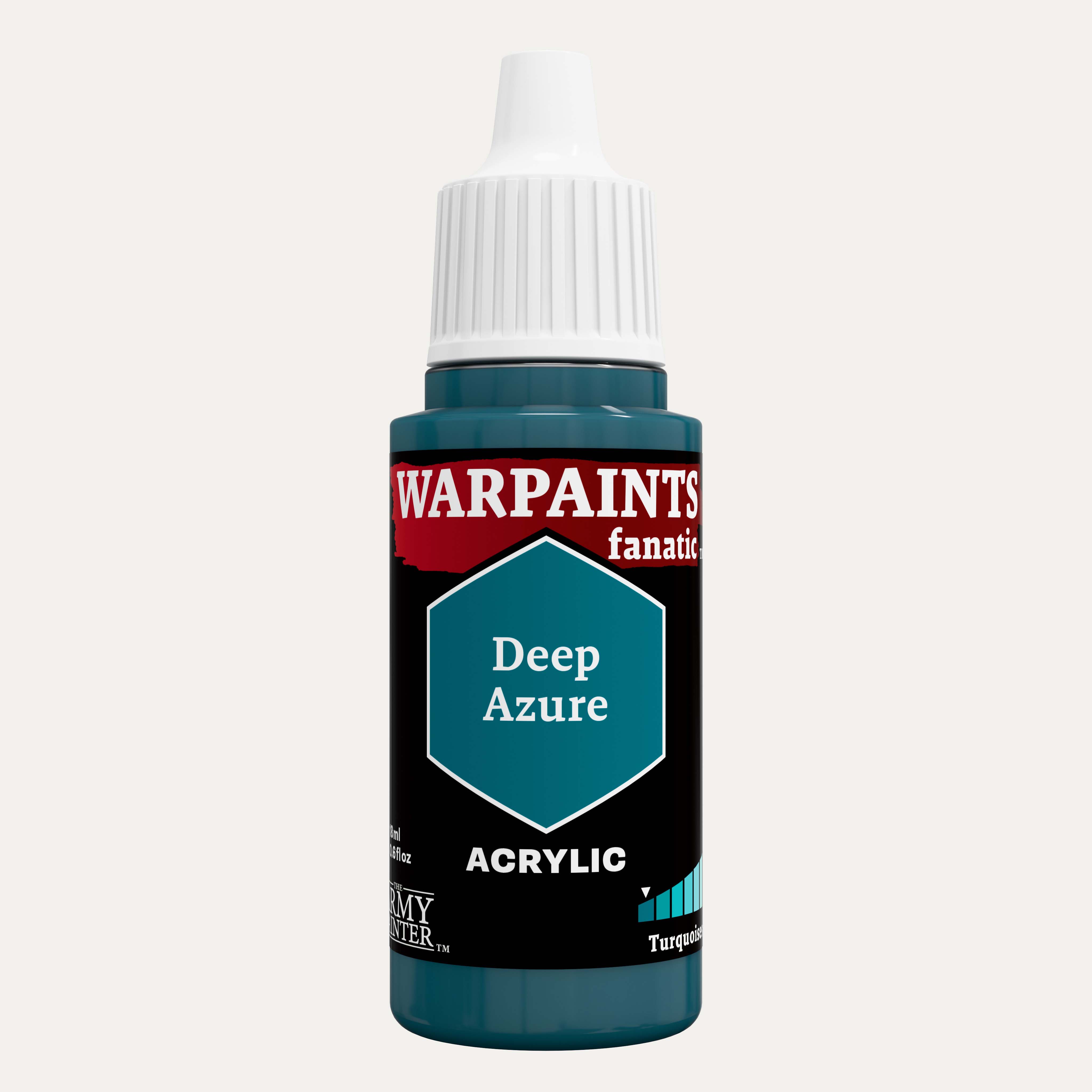 Bottle of the Army Painter Fanatics in the colour Deep Azure on a white background.