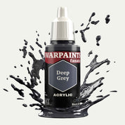 Bottle of the Army Painters Warpaints Fanatic Acrylic paint in the colour Urban Buff on a white background with splashes of paint behind the bottle.