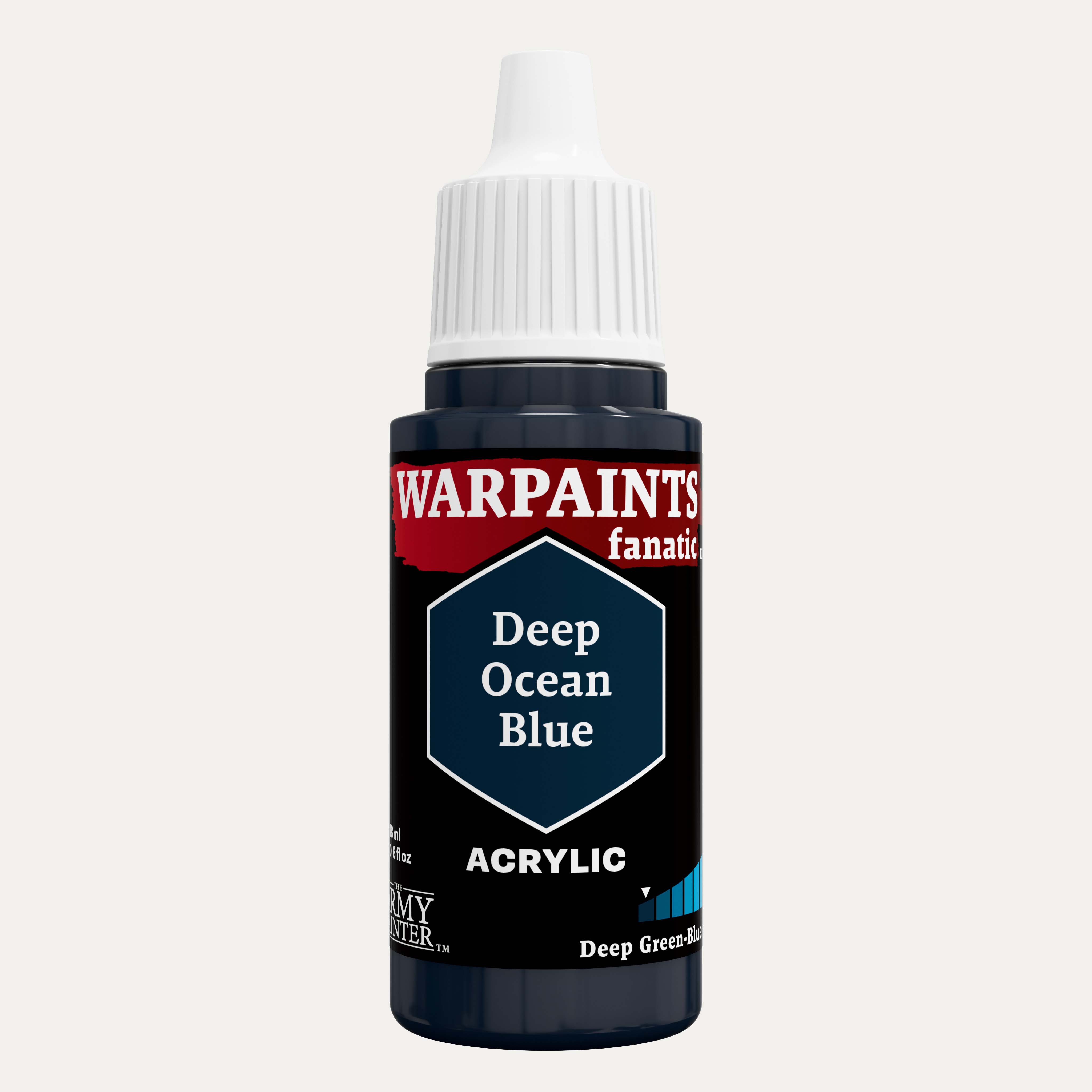 Bottle of the Army Painter Fanatics in the colour Deep Ocean Blue on a white background.