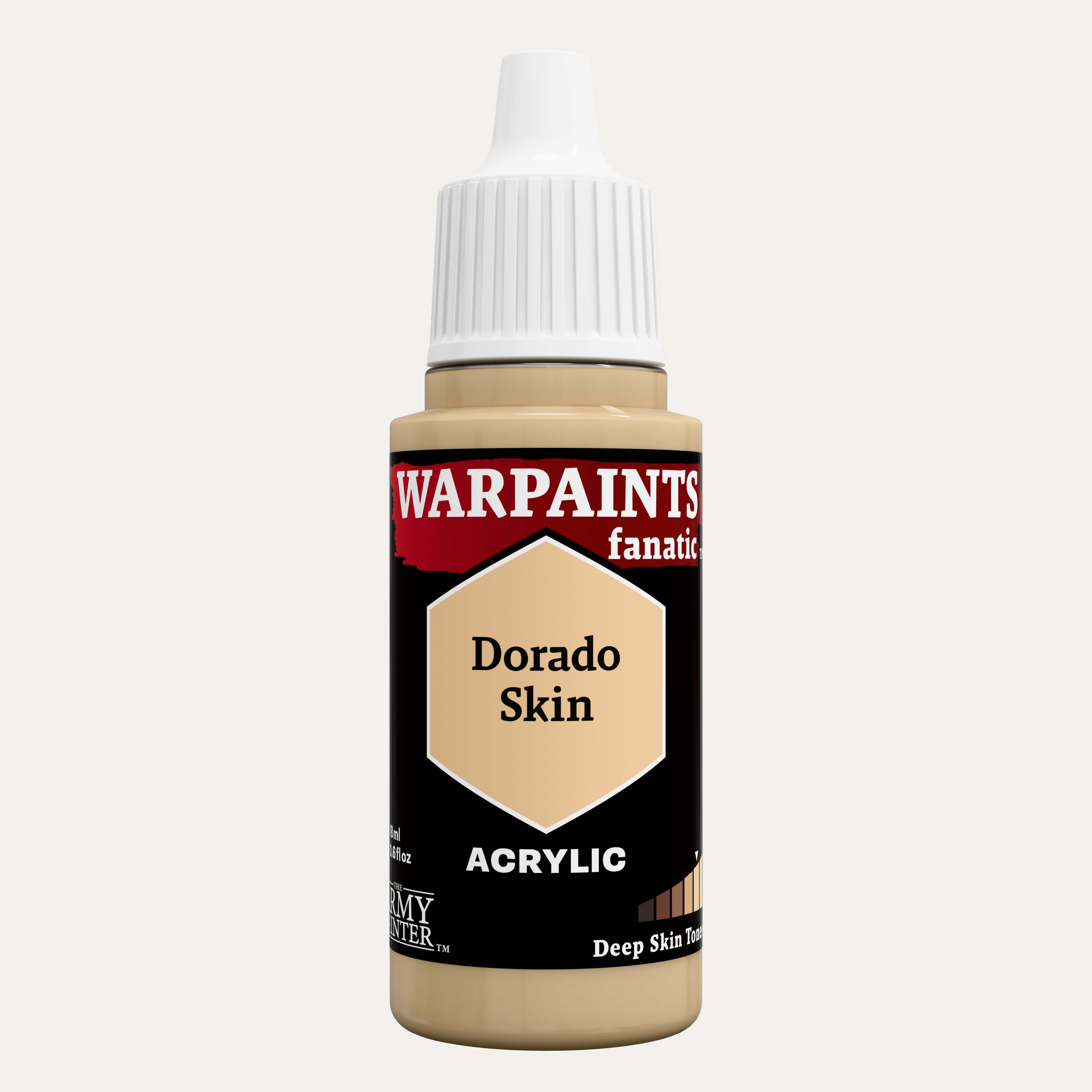Bottle of the Army Painter Fanatics in the colour Dorado Skin on a white background.