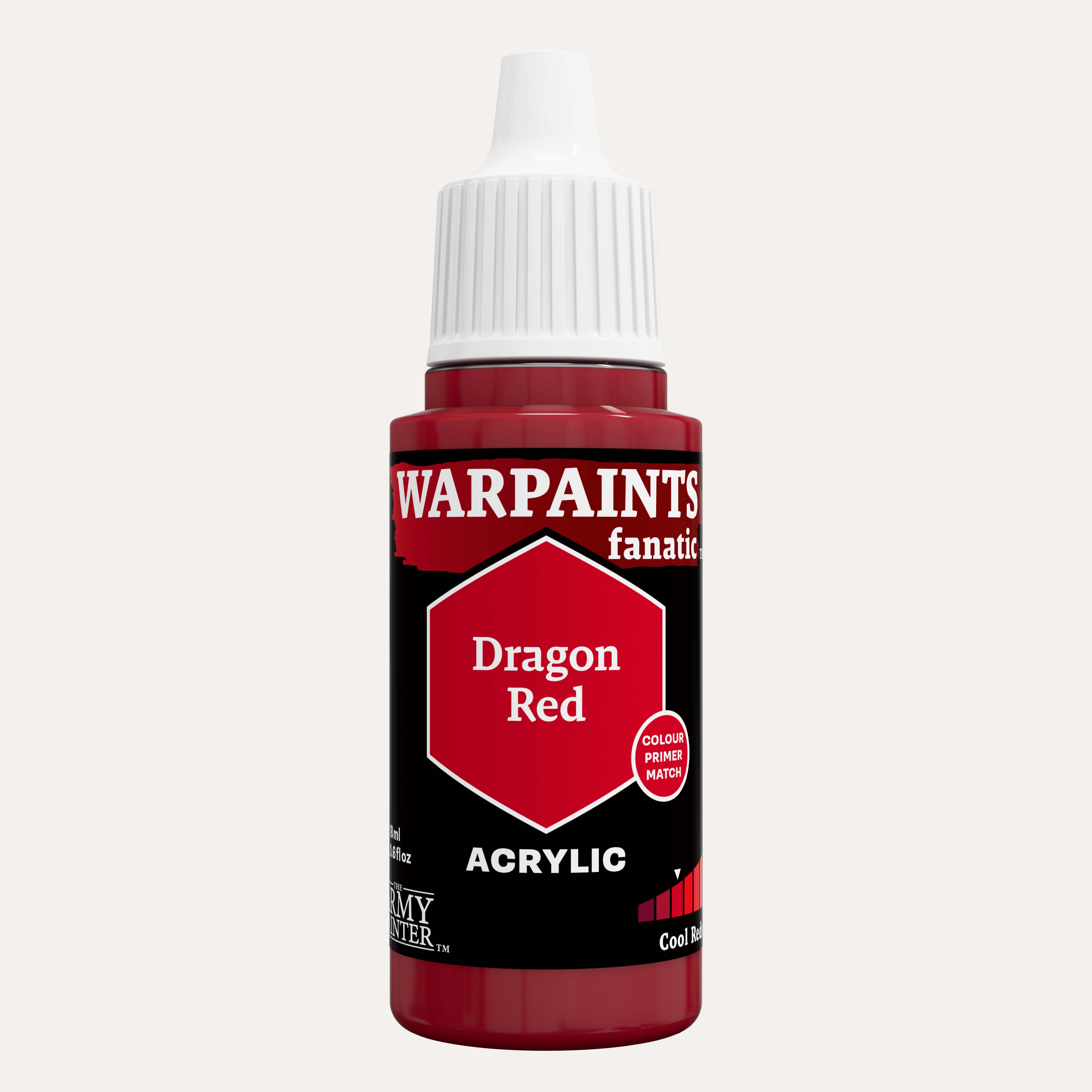 Bottle of the Army Painter Fanatics in the colour Dragon Red on a white background.
