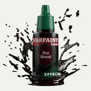 Bottle of the Army Painter Fanatics Effects in the colour Dry Blood on a white background. There are splatters of paint emerging from the bottom of the paint bottle. 
