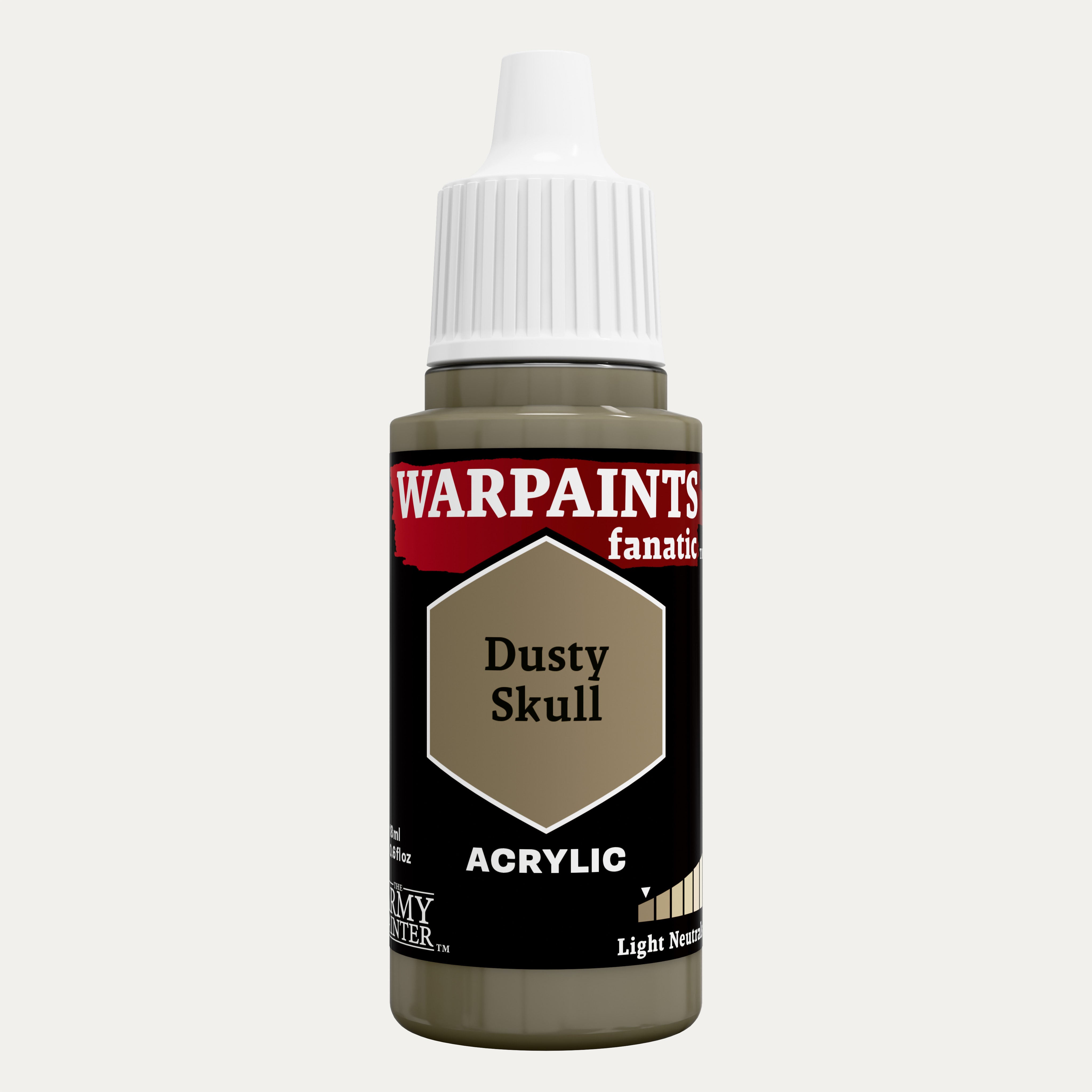 Bottle of the Army Painter Fanatics in the colour Dusty Skull on a white background.