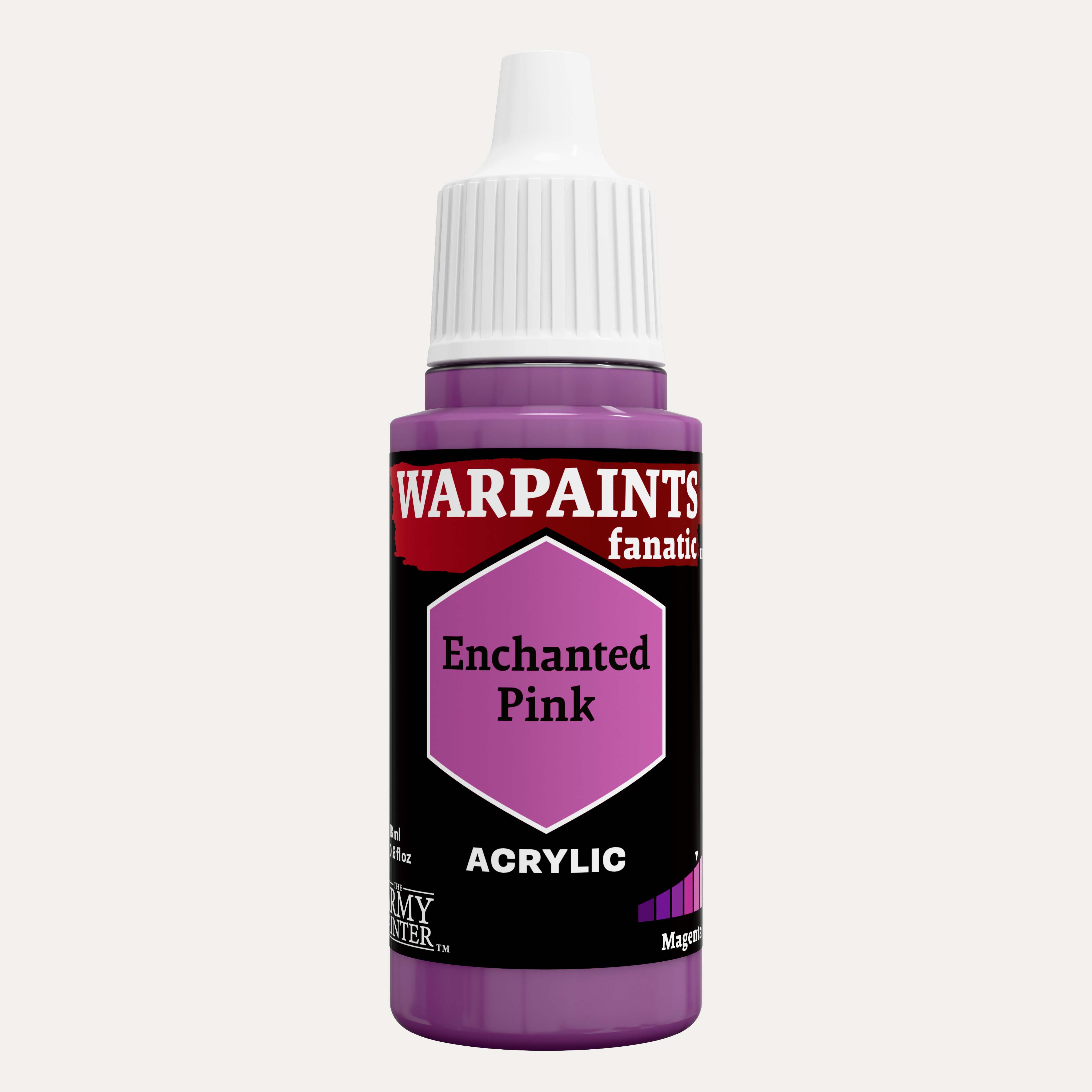 Bottle of the Army Painter Fanatics in the colour Enchanted Pink on a white background.