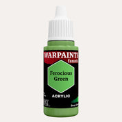 Bottle of the Army Painter Fanatics in the colour Ferocious Green on a white background