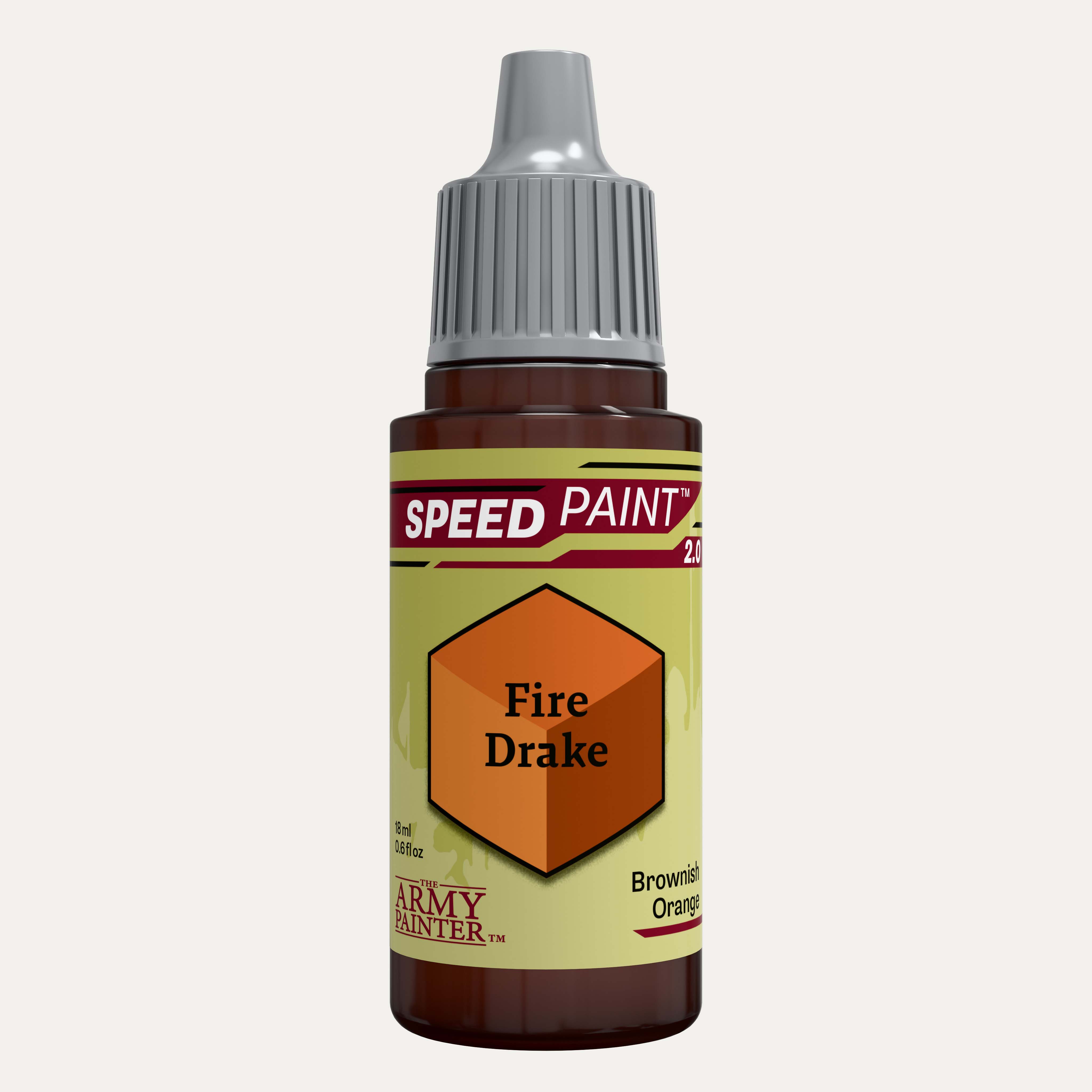 Bottle of the Army Painters Speedpaint in the colour Fire Drake on a white background. 