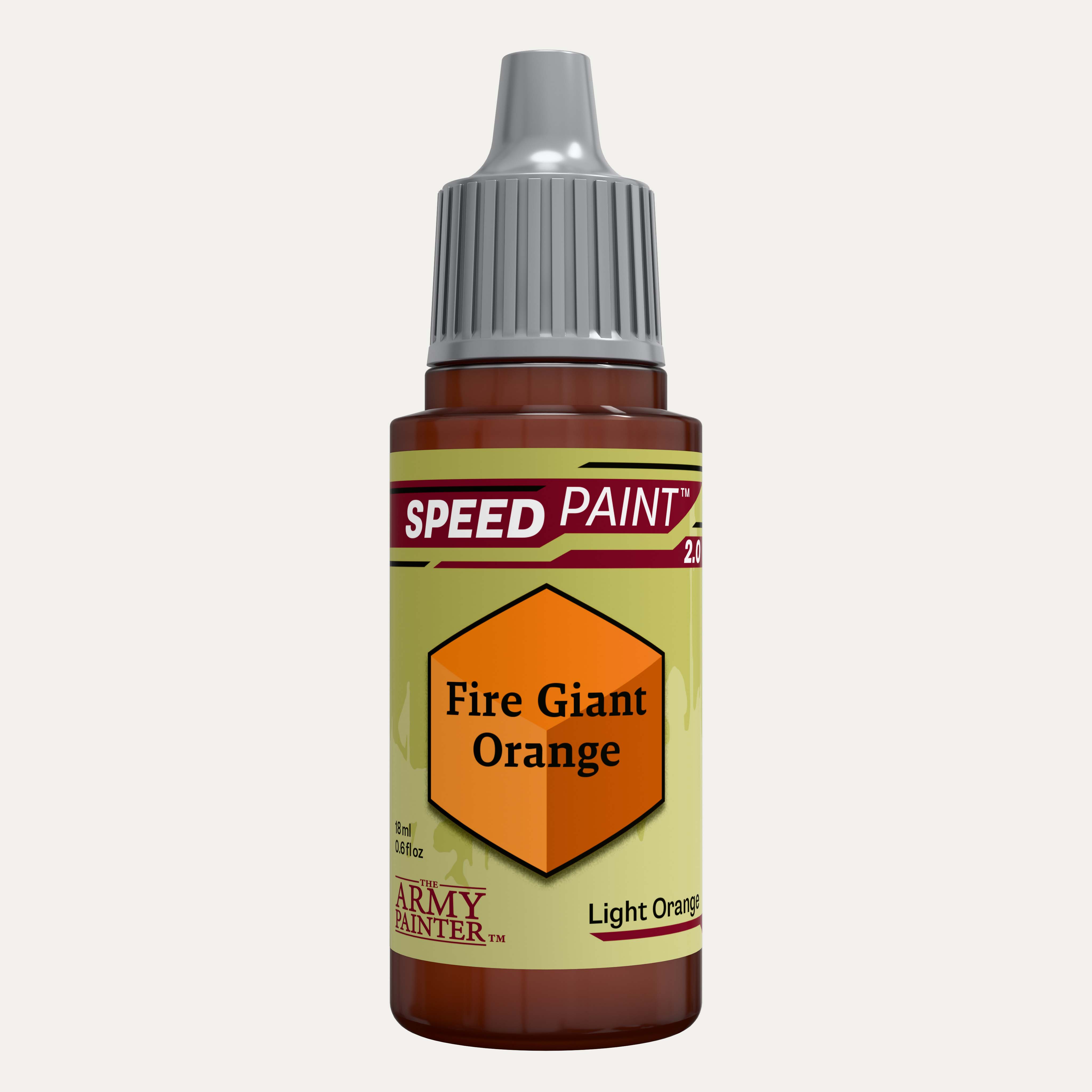 Bottle of the Army Painter Speedpaint in the colour Fire Giant Orange on a white background.