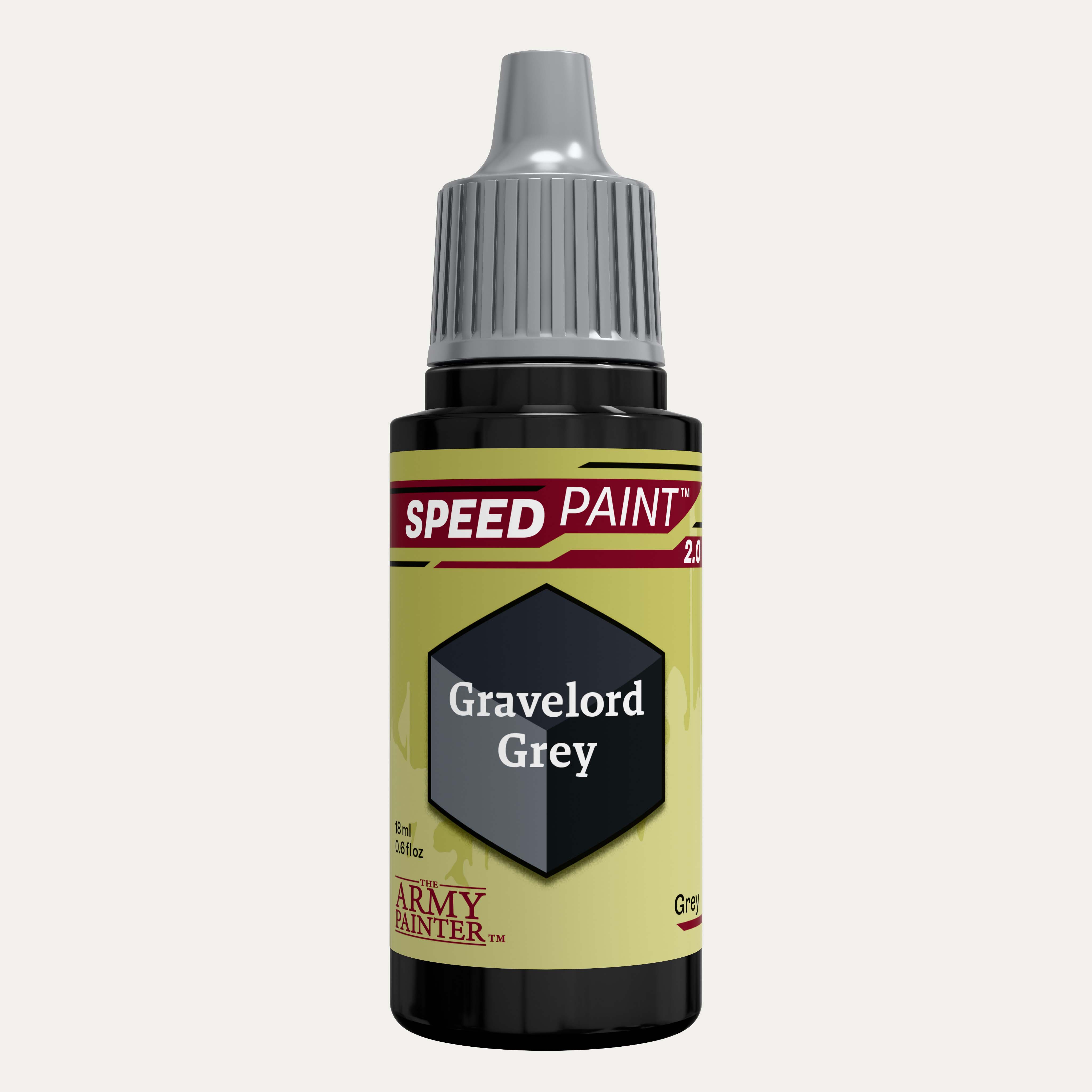 Bottle of the Army Painter Speedpaint in the colour Gravelord Grey on a white background.