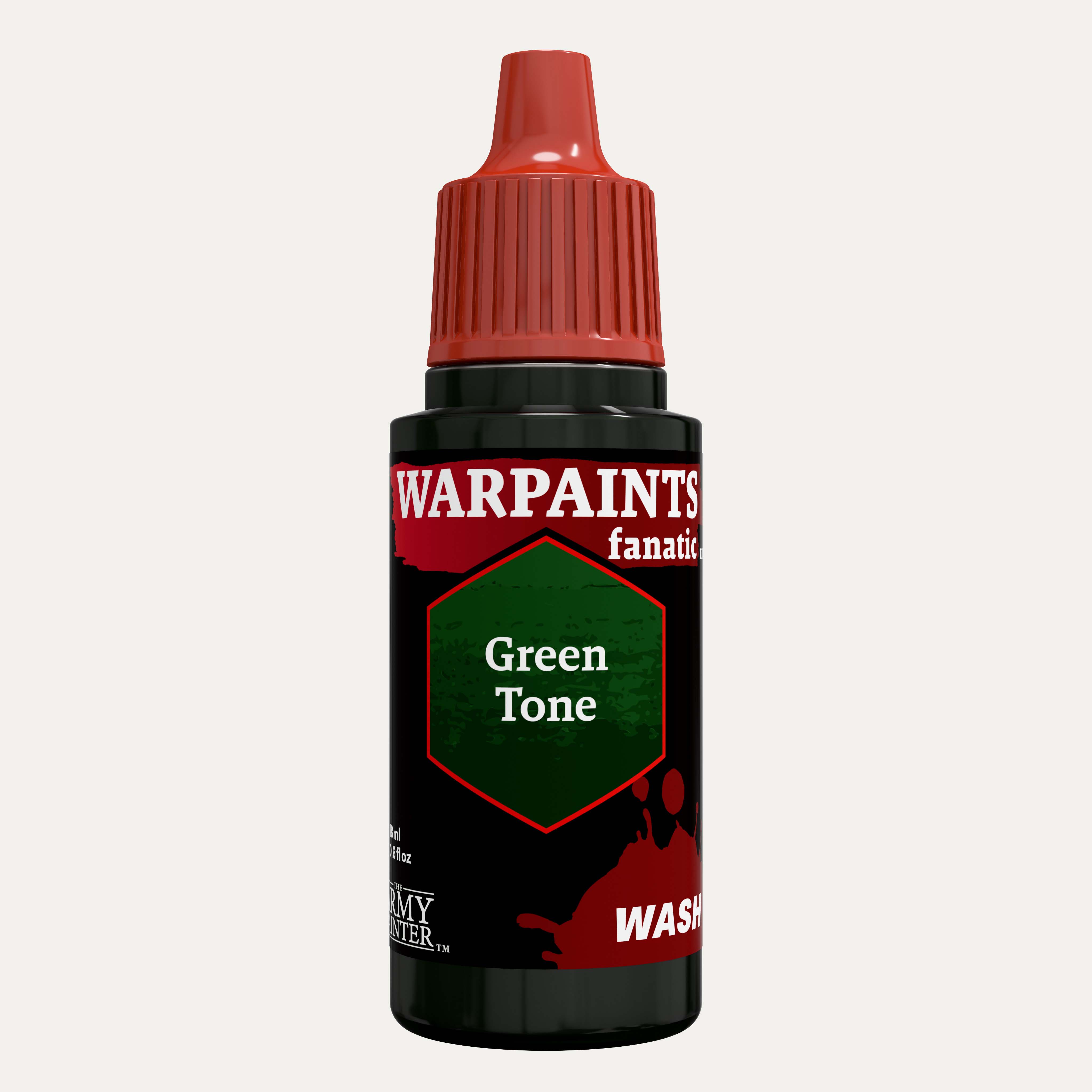 Bottle of the Army Painter Fanatics Wash in the colour Green Tone on a white background.
