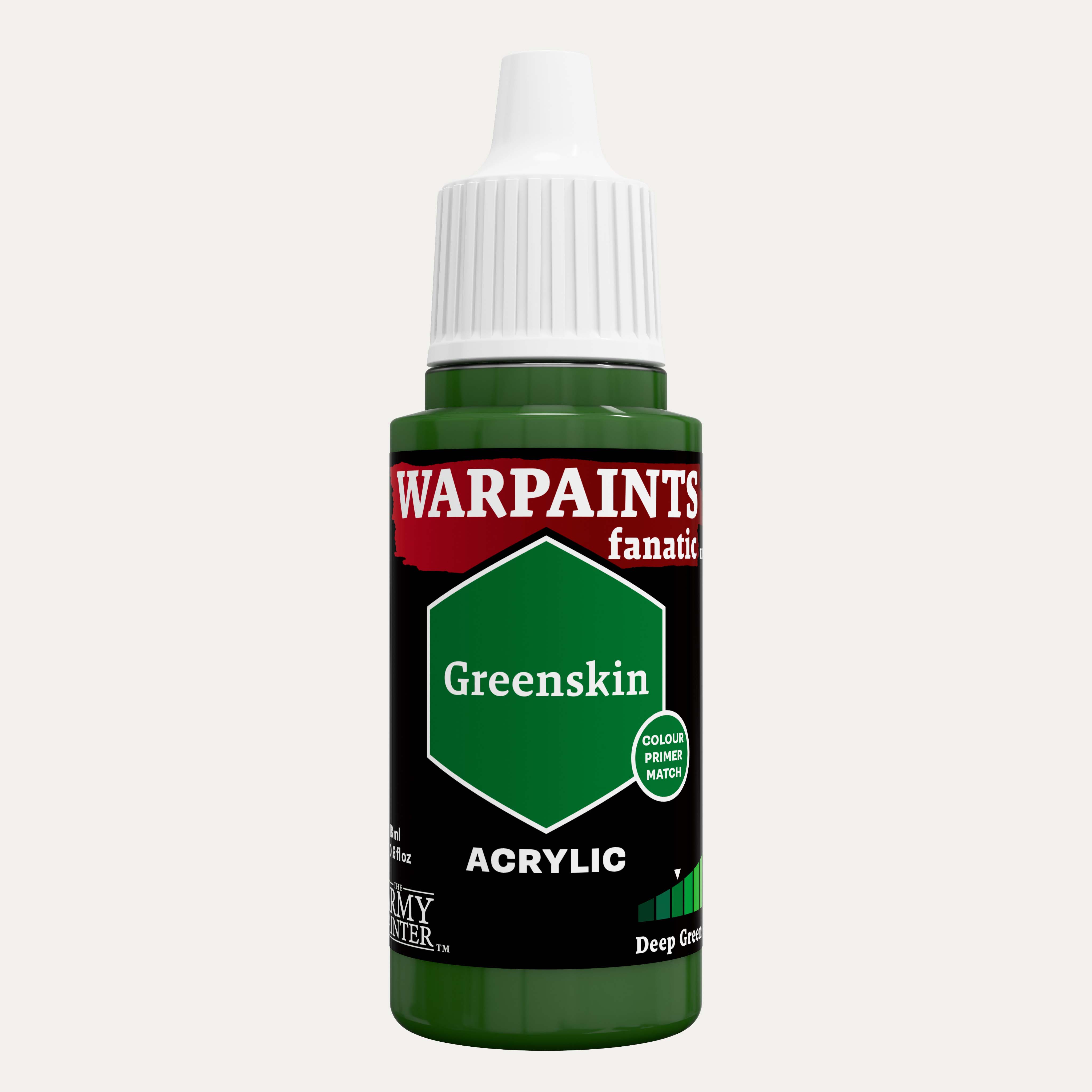 Bottle of the Army Painter Fanatics in the colour Greenskin on a white background.