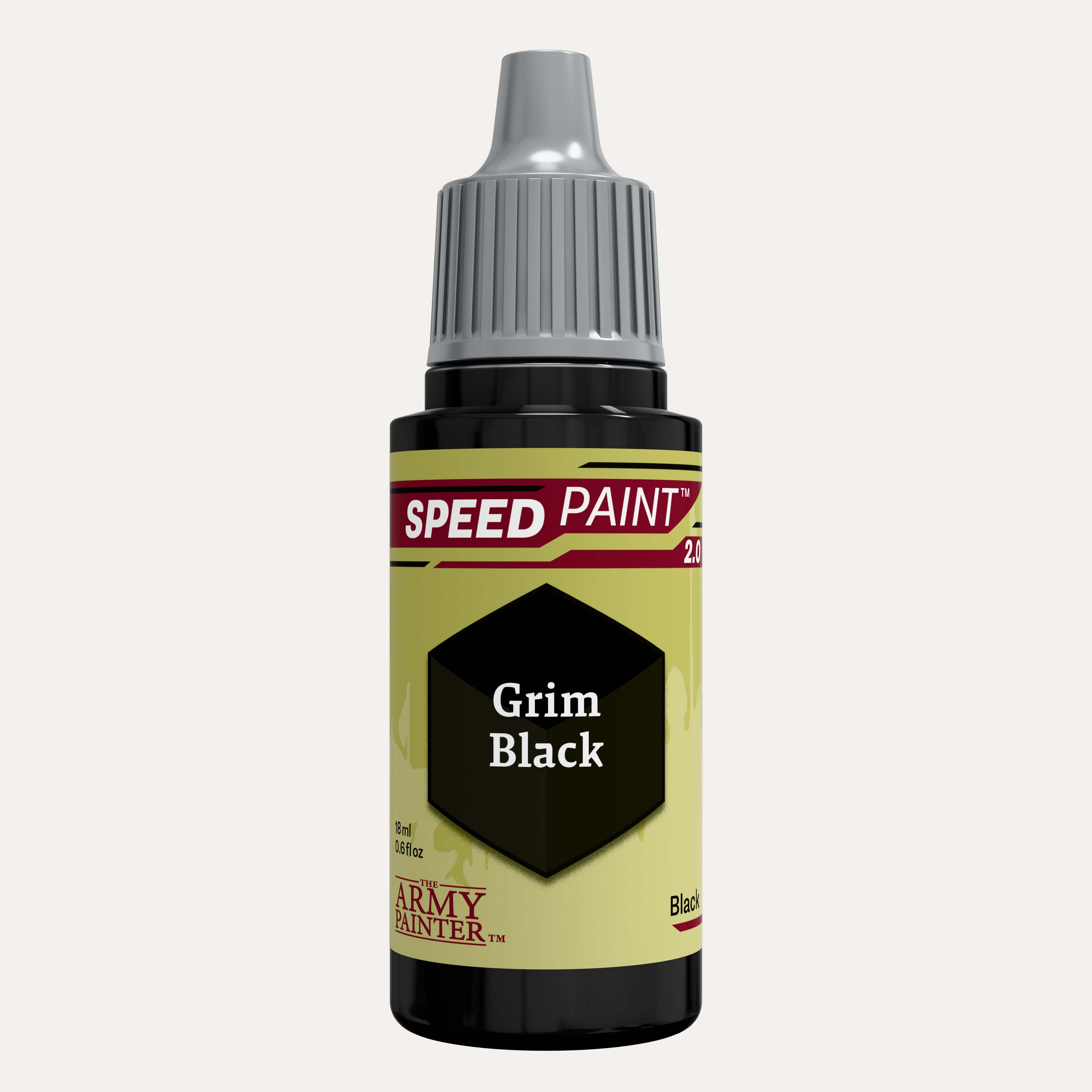 Bottle of the Army Painter Speedpaint in the colour Grim Black on a white background. 