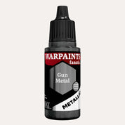 Bottle of the Army Painter Fanatics Metallic paint in the colour Gun Metal on a white background.