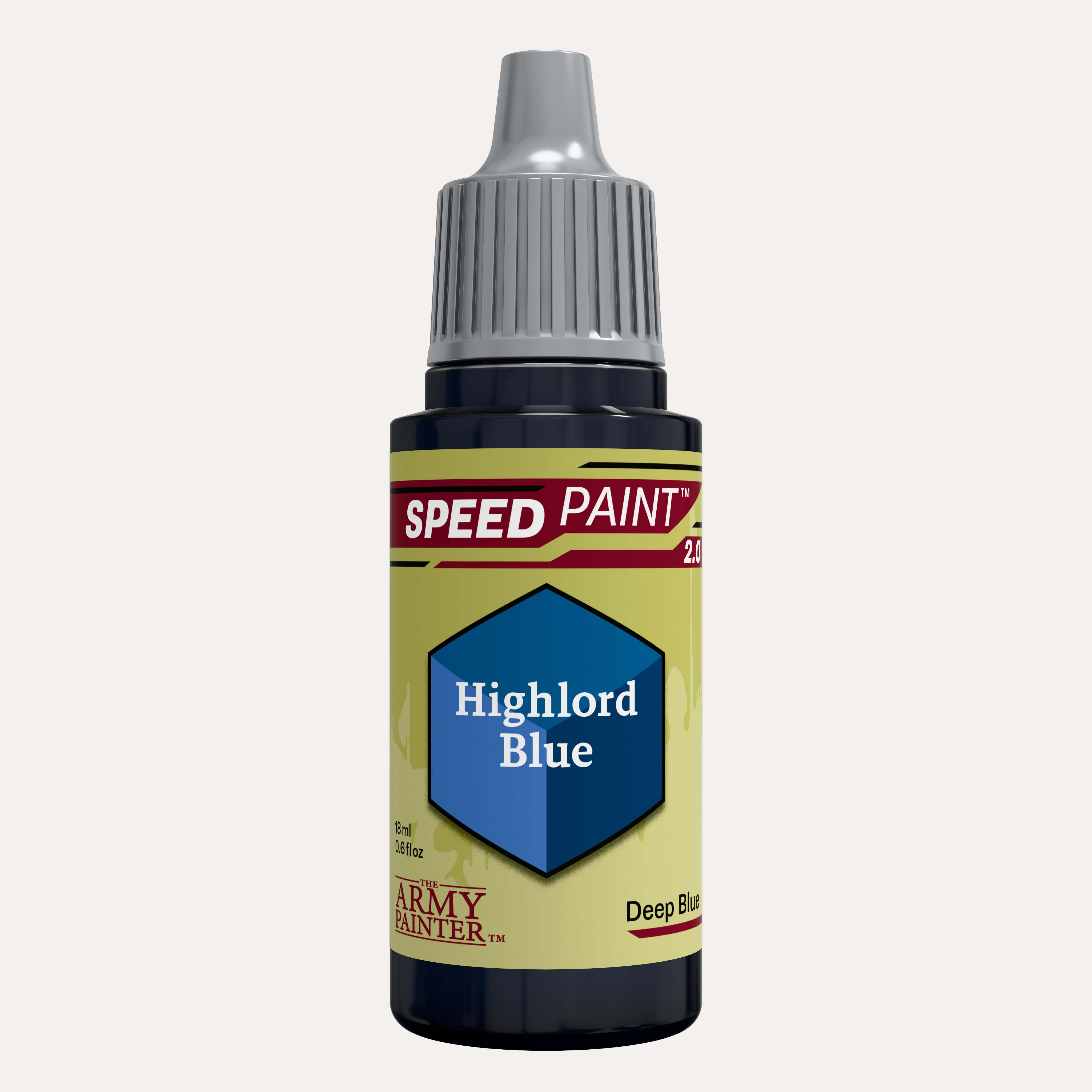 Bottle of the Army Painter Speedpaint in the colour Highlord Blue on a white background. 