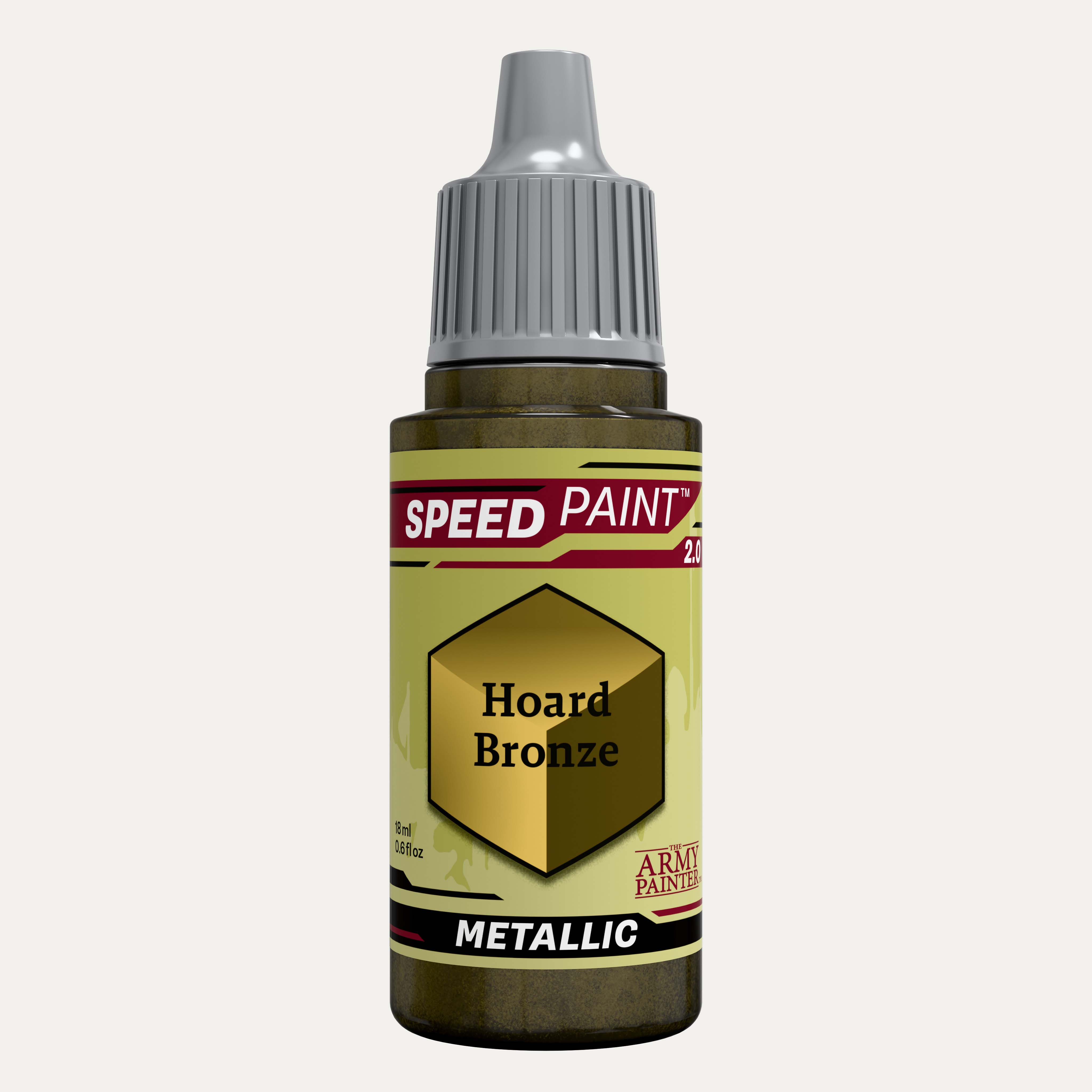 Bottle of the Army Painters metallic Speedpaint in the colour Hoard Bronze on a white background. 