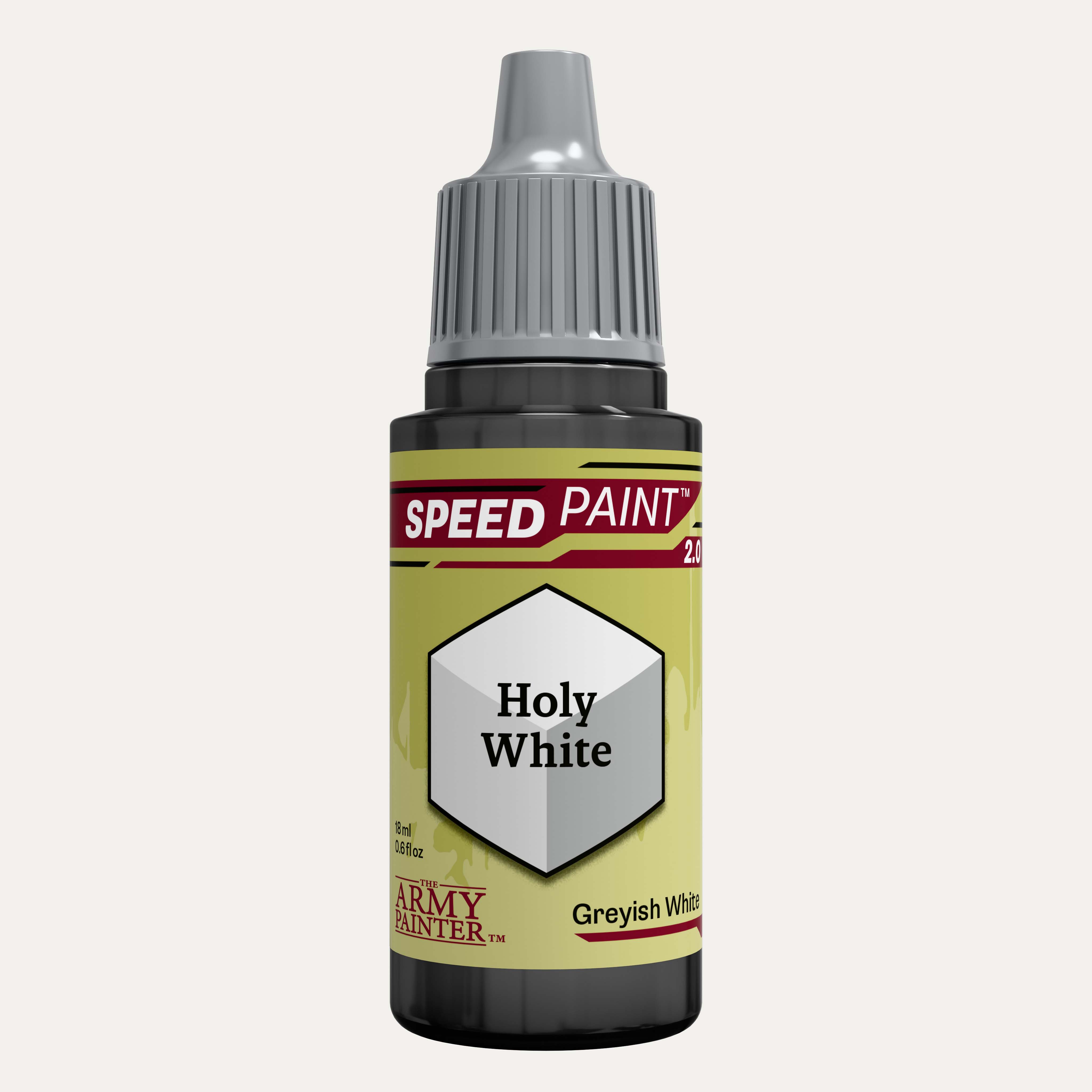 Bottle of the Army Painter Speedpaint in the colour Holy White on a white background.